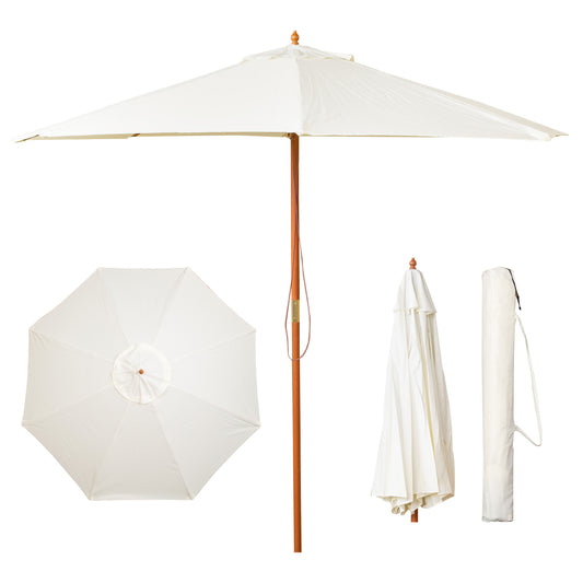 Samuel Alexander 2.7m Outdoor Wooden Garden Parasol Sun Shade with Carry Bag in Cream