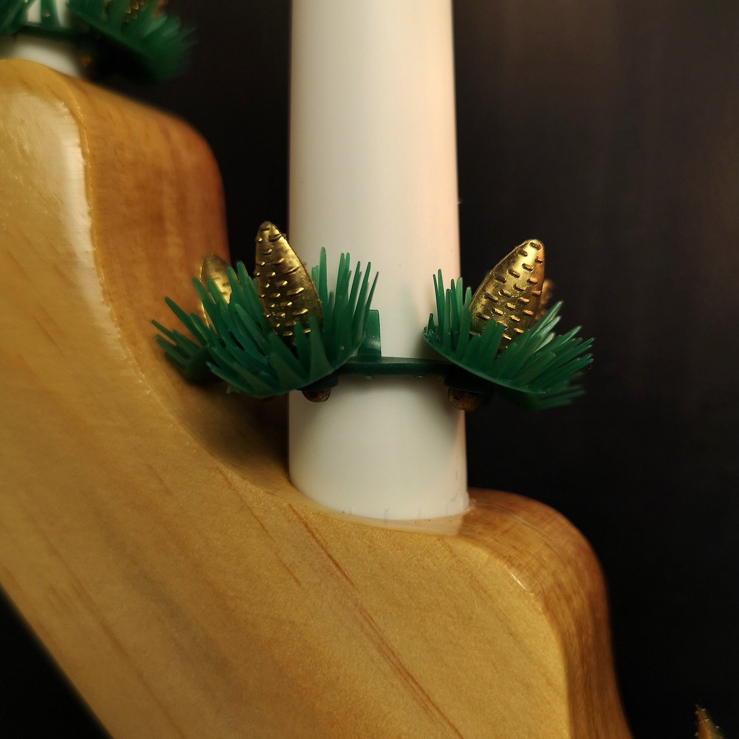 40cm Premier Christmas Candlebridge with 7 Clear Bulb V Shaped in Light Wood  Mains Powered