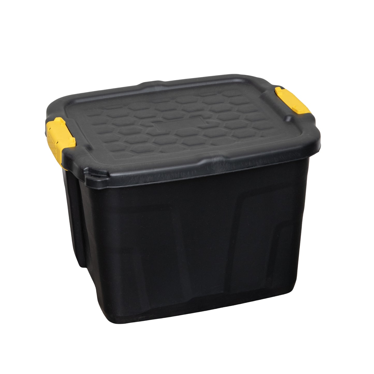 42L Heavy Duty Lockable & Stackable Storage Tub Chest with Clips in Black