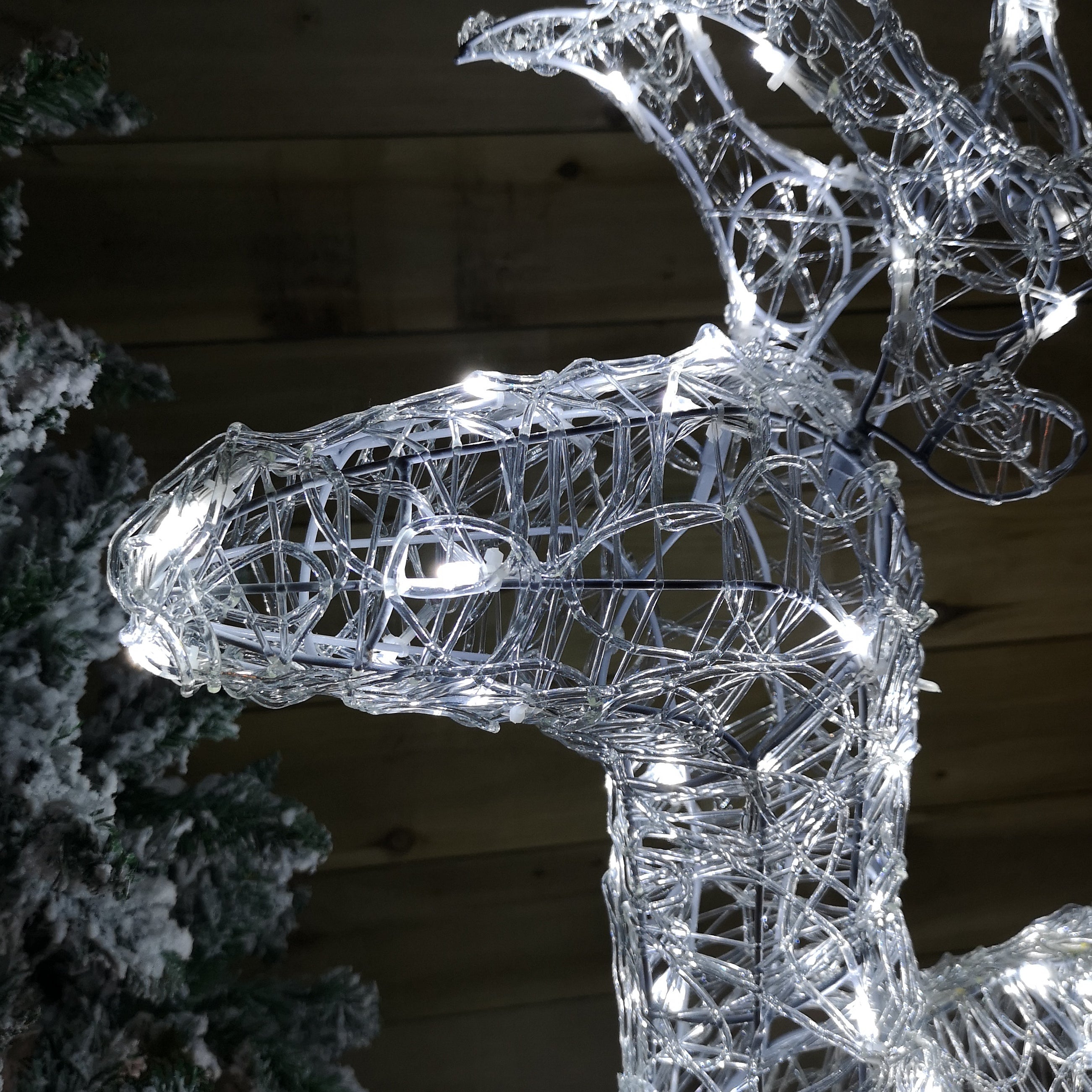 116cm Soft Acrylic Flashing LED Reindeer Christmas Decoration with Timer in Cool White