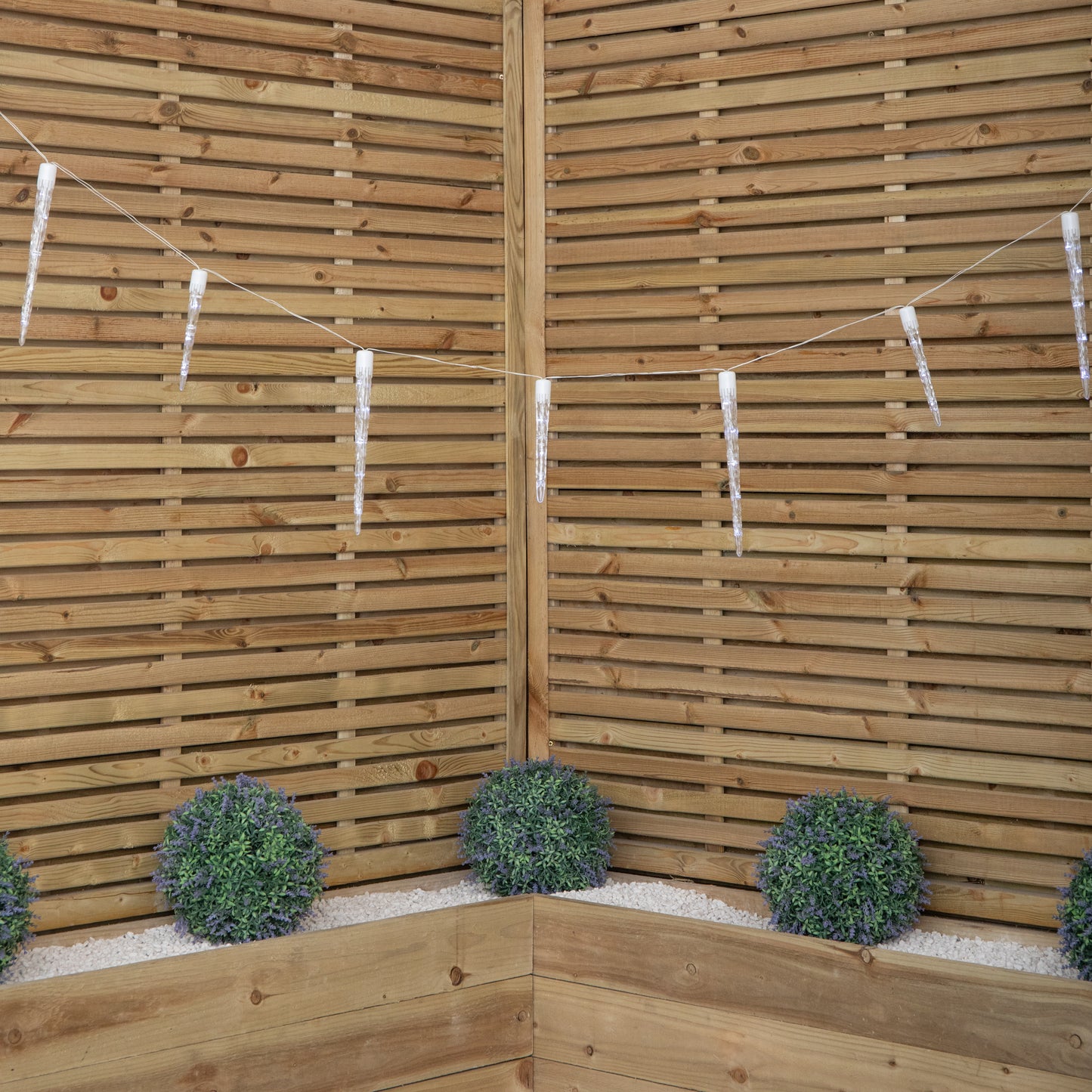 2.7m Set of 10 Battery Operated In-Lit Christmas Icicle Lights with 40 Cool White LEDs