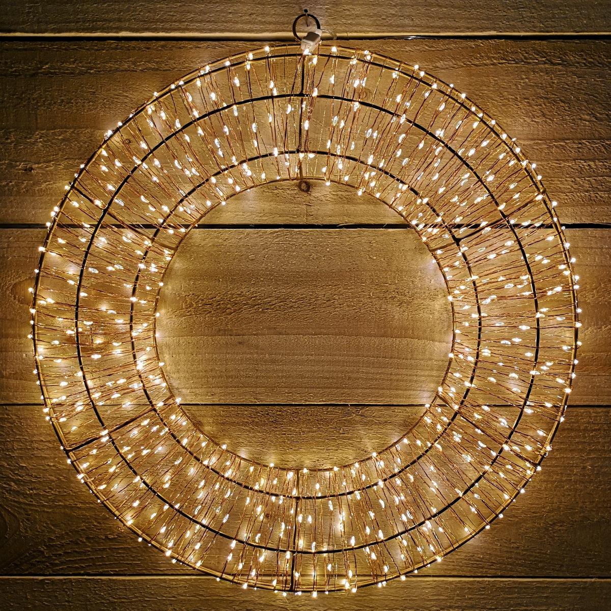 Rose Gold Wreath With Warm White LEDs 600 Bulb 45cm