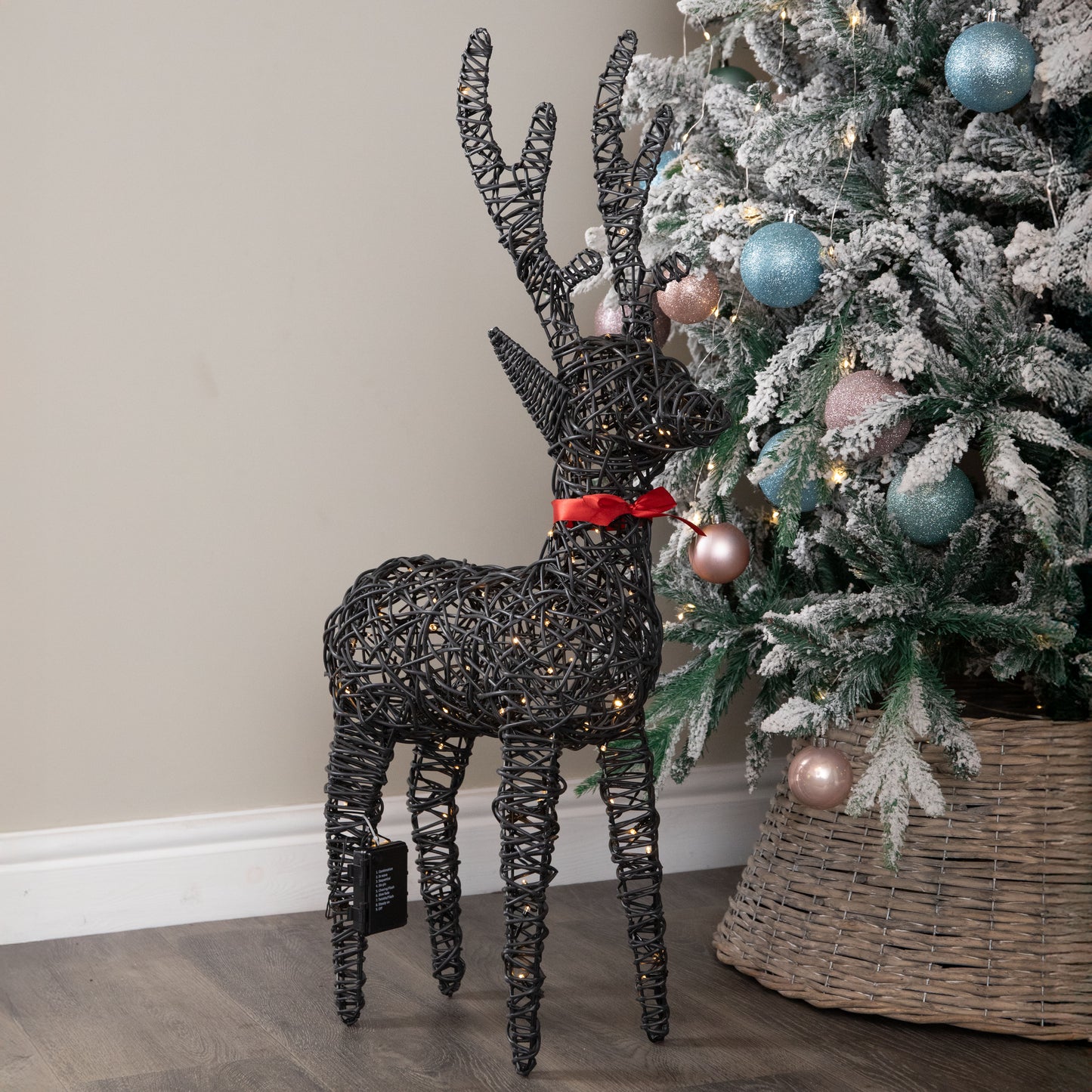 90cm Battery Operated Light up Brown Christmas Reindeer with 100 Warm White LEDs