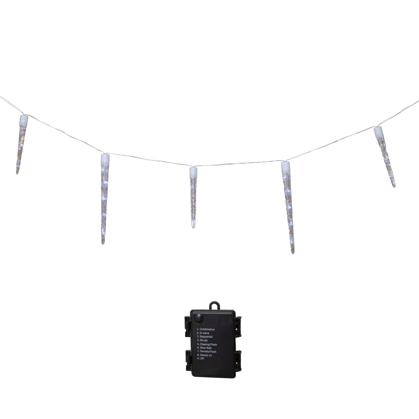 4.7m Set of 10 InLit Icicle Lights with 40 LEDs in Cool White 