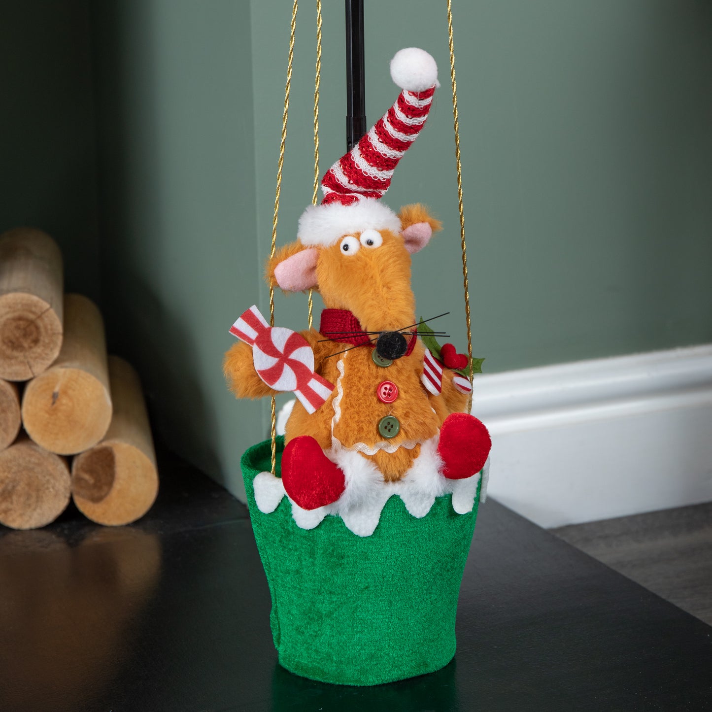 80cm Red and Green Razza Rat Hot Air Balloon Hanging Christmas Decoration