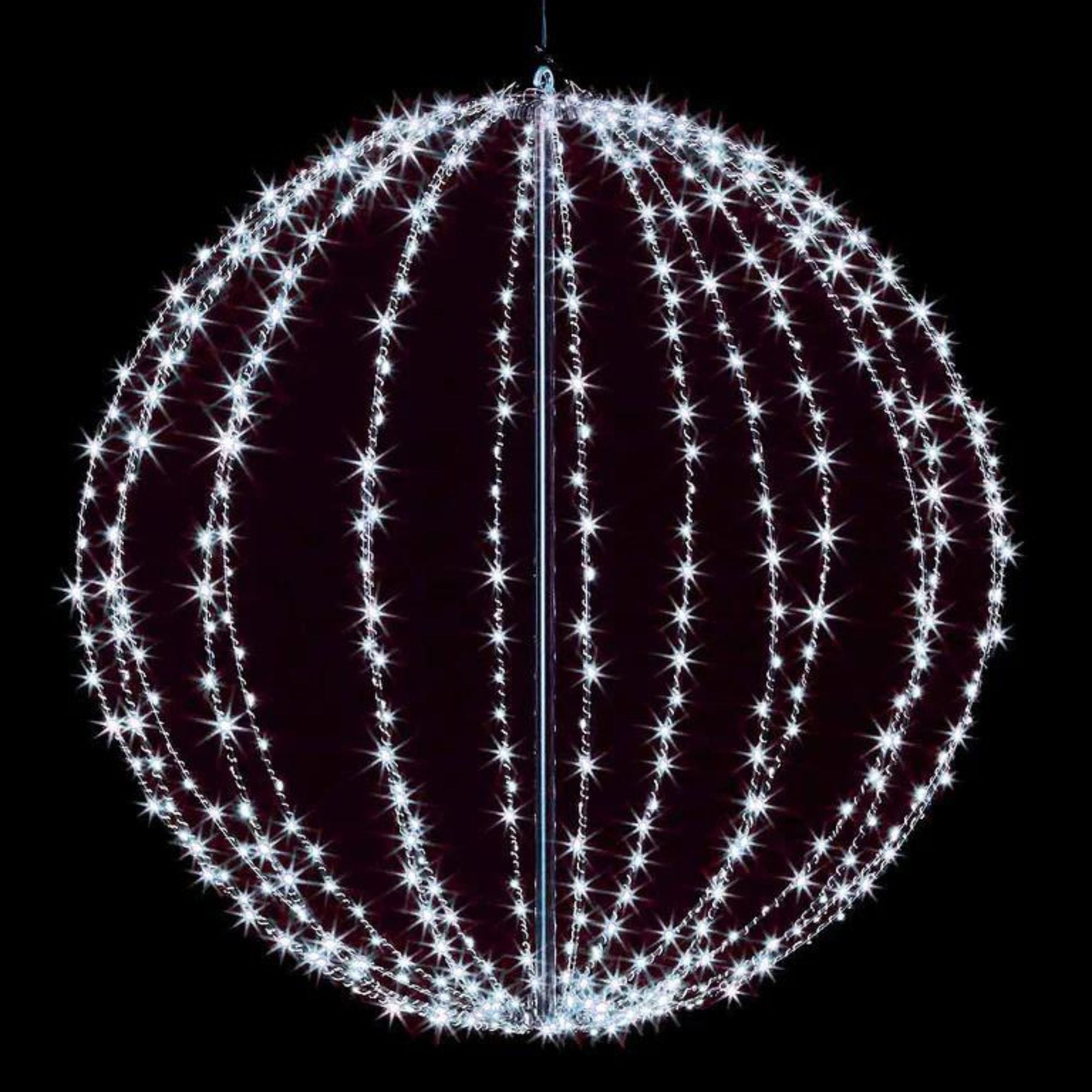 40cm Light up White Metal Frame Hanging Christmas Ball with 240 Cool White LEDs