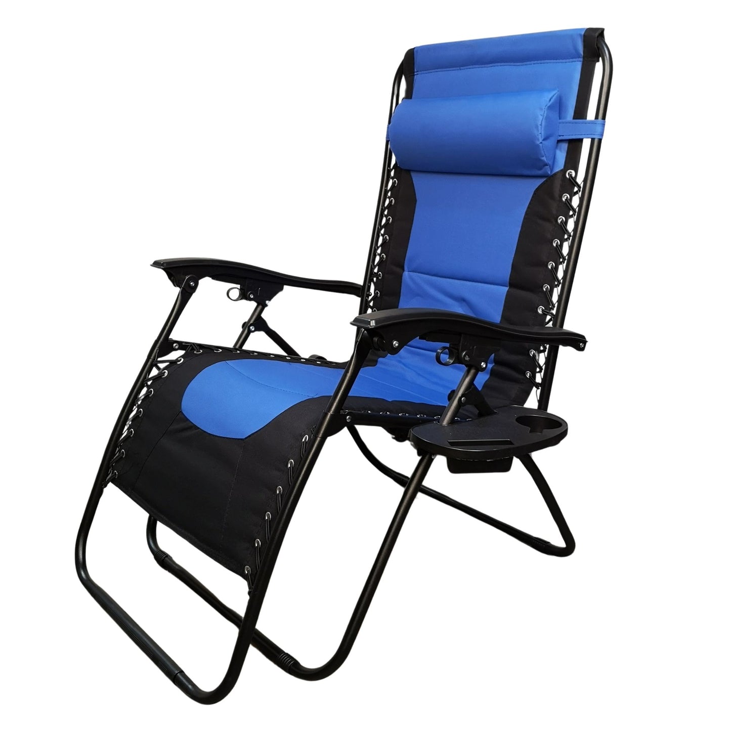 Luxury Padded Multi Position Zero Gravity Garden Relaxer Chair Lounger in Blue & Black