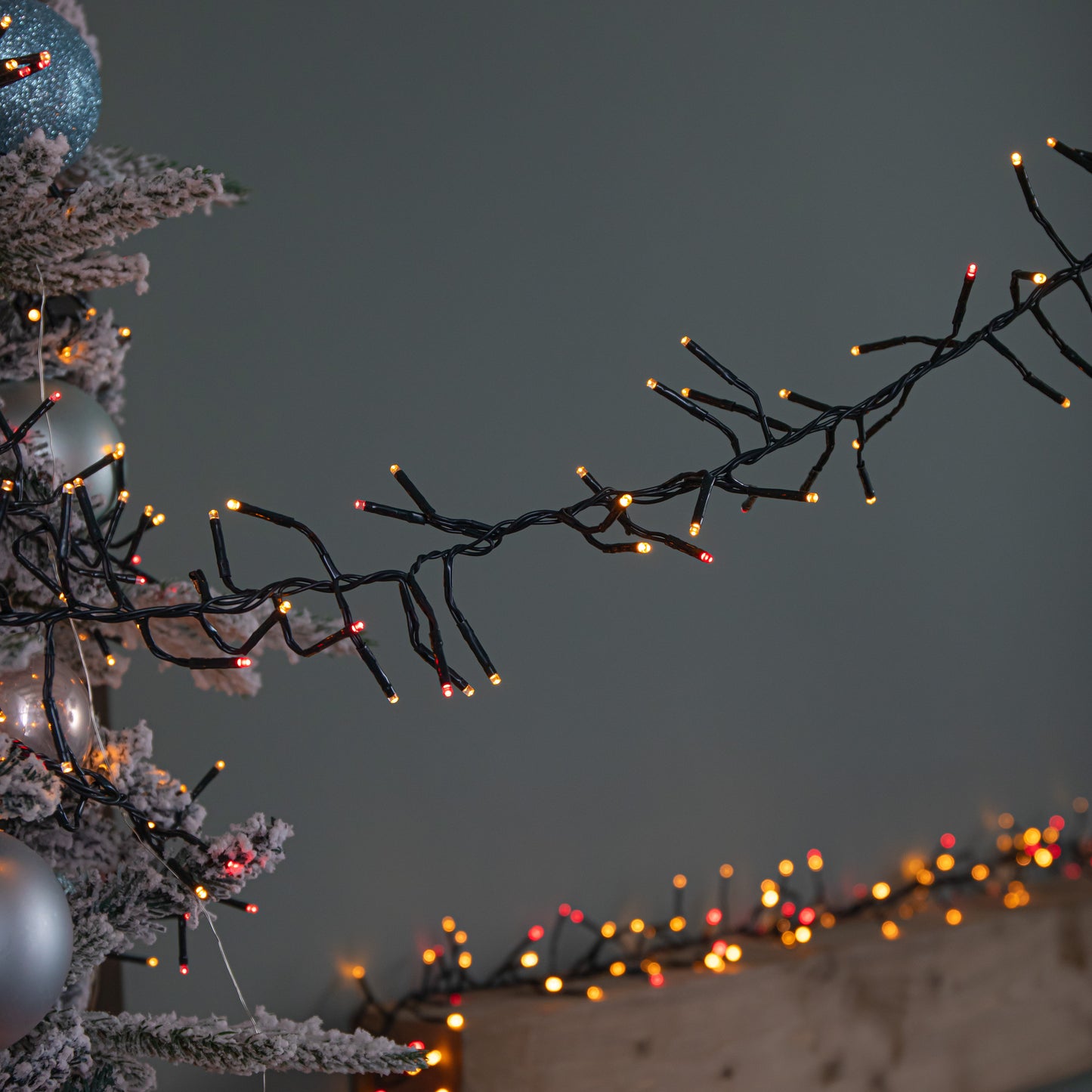 62.5m 5000 LED Christmas Cluster Multi-Action String Lights with Timer in Red & Vintage Gold