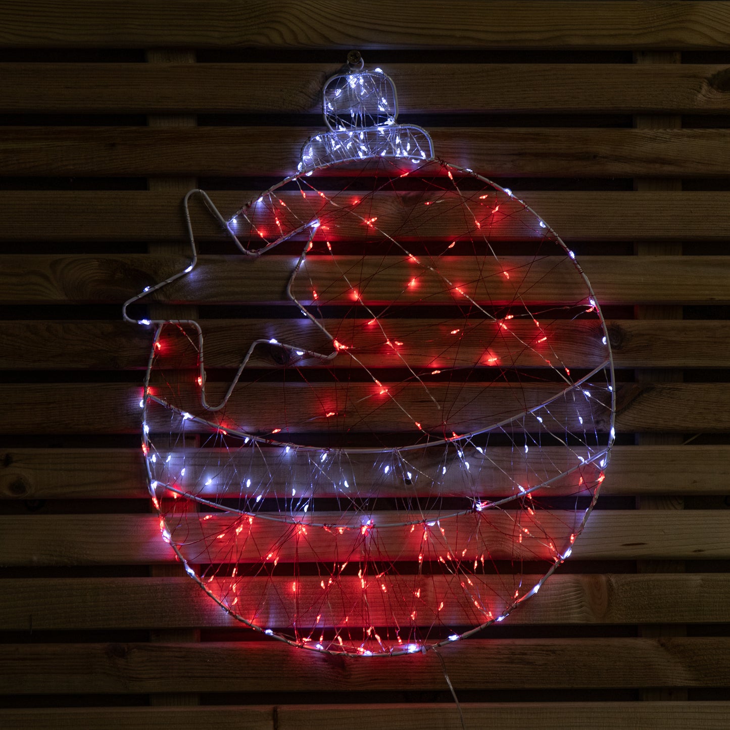 52cm x 42cm Light up Christmas Ball Dewdrop Silhouette with Twinkling Red and White LEDs