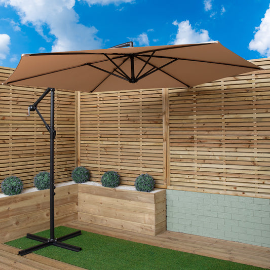 Samuel Alexander 3m Cantilever Parasol in Beige with Crank Handle for Patio Garden