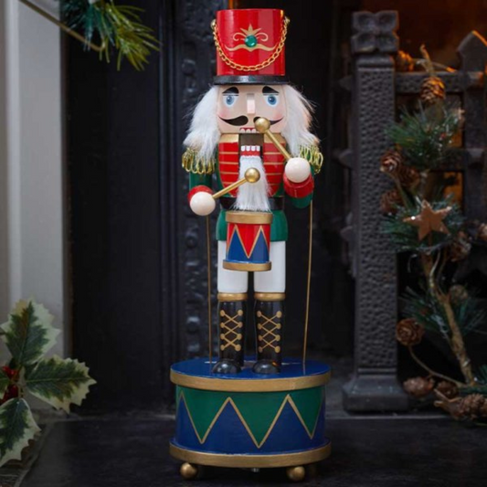 30cm Musical Christmas Drummer Wooden Nutcracker Decoration