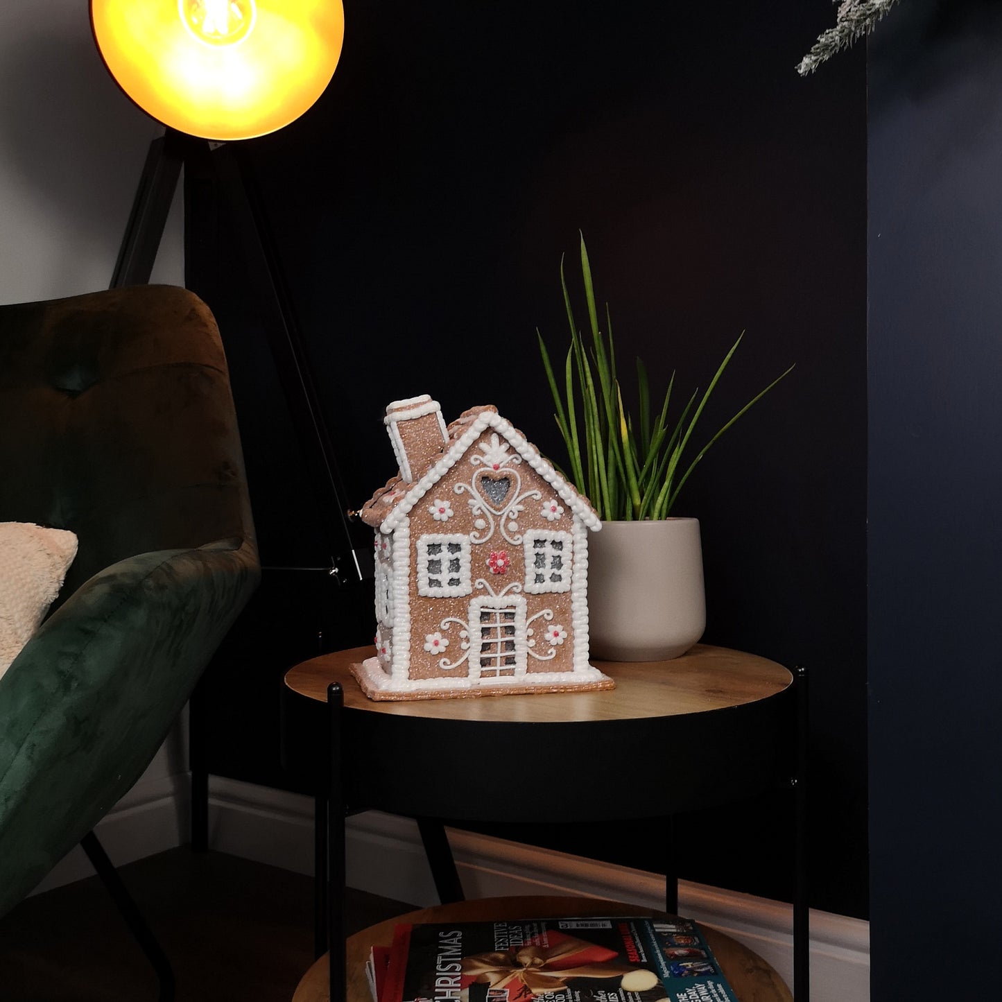 24cm Battery Operated LED Edelweiss Chalet Christmas Gingerbread House Decoration