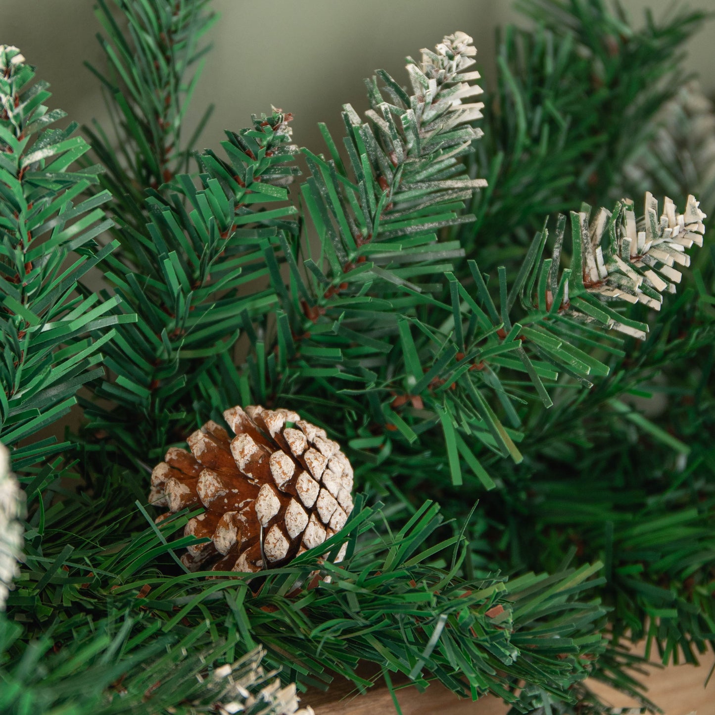 2.7m Snow Tipped Christmas Garland with Pine Cones and Mixed Needles