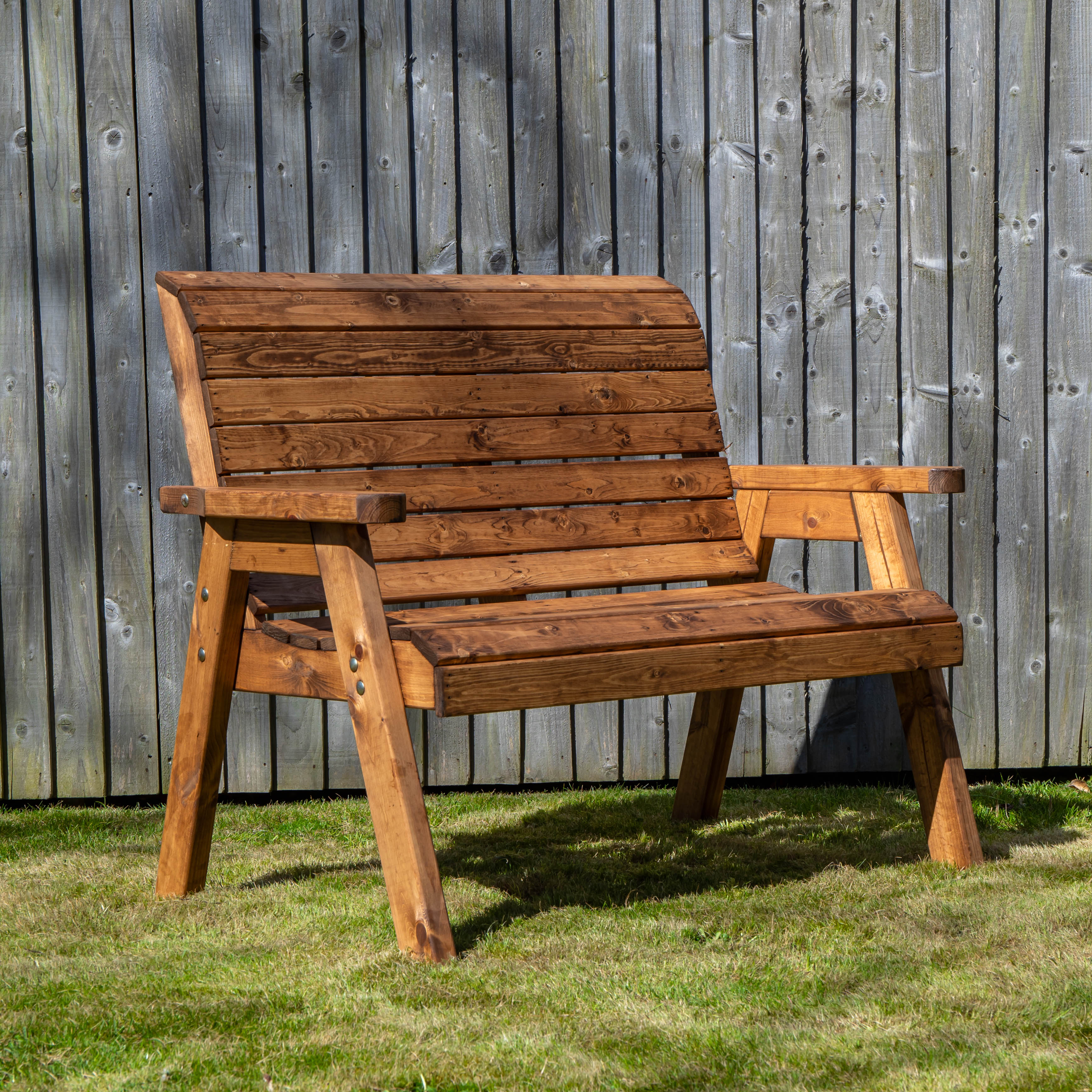 Charles Taylor Hand Made Traditional 3 Seater Chunky Rustic Wooden Garden Bench Furniture