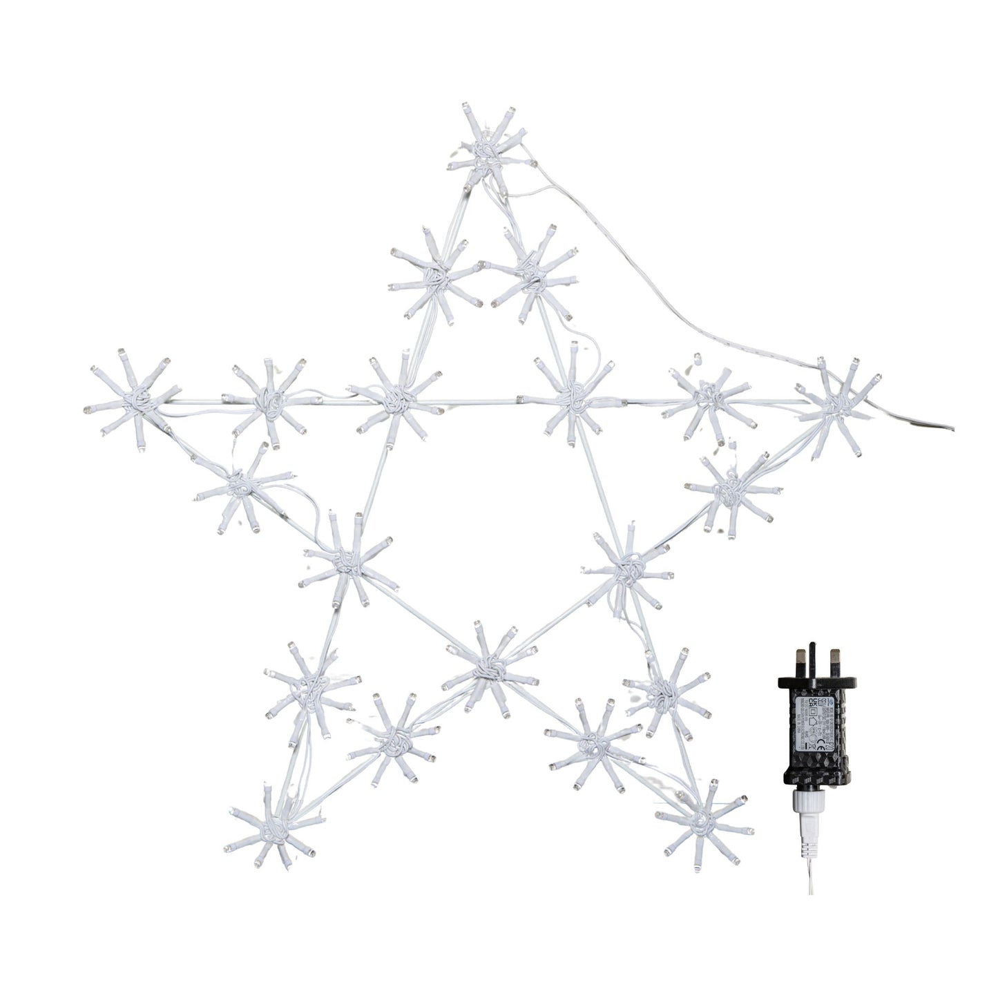 50cm Light up White Hanging Christmas Sparkle Star with 160 Warm White LEDs