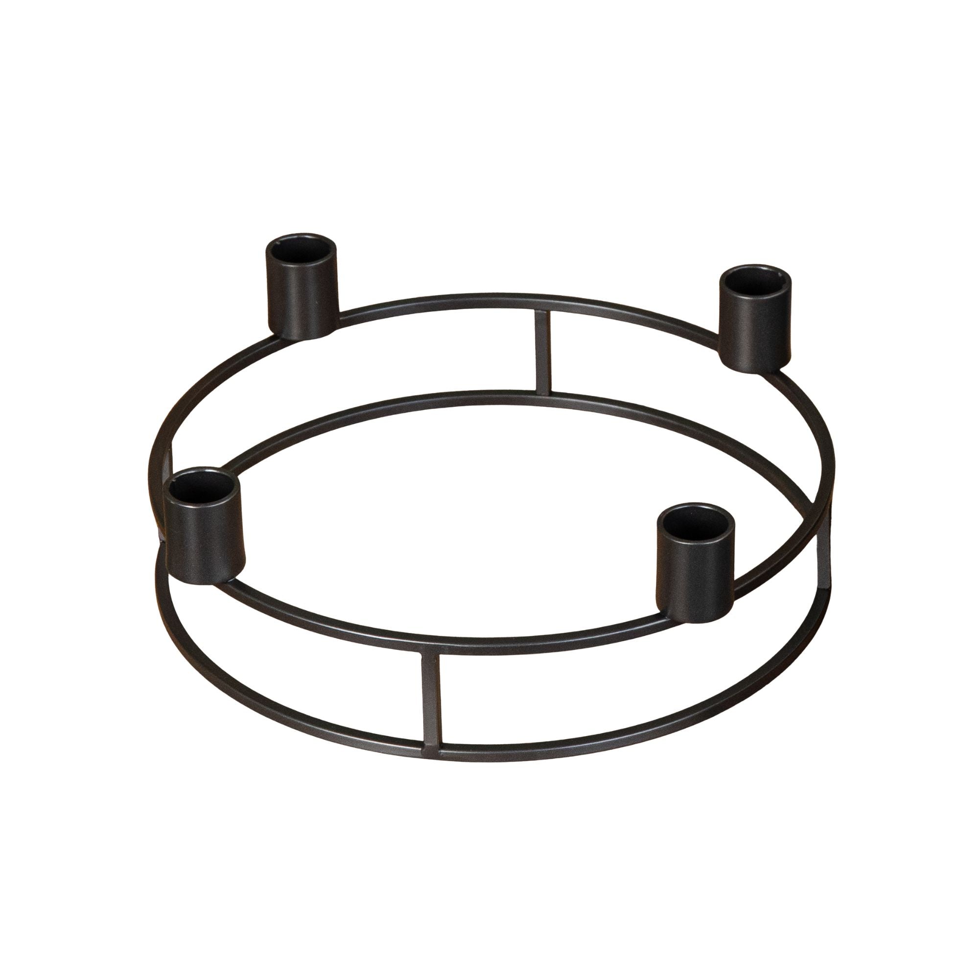 25cm Black Metal Taper Candle Ring Holder