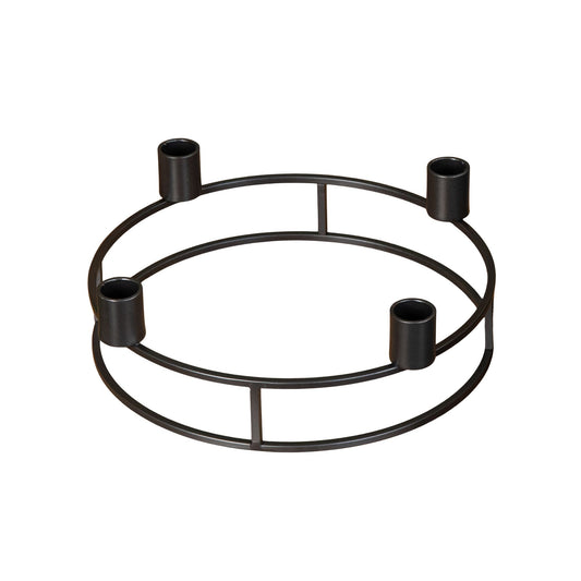 25cm Black Metal Taper Candle Ring Holder