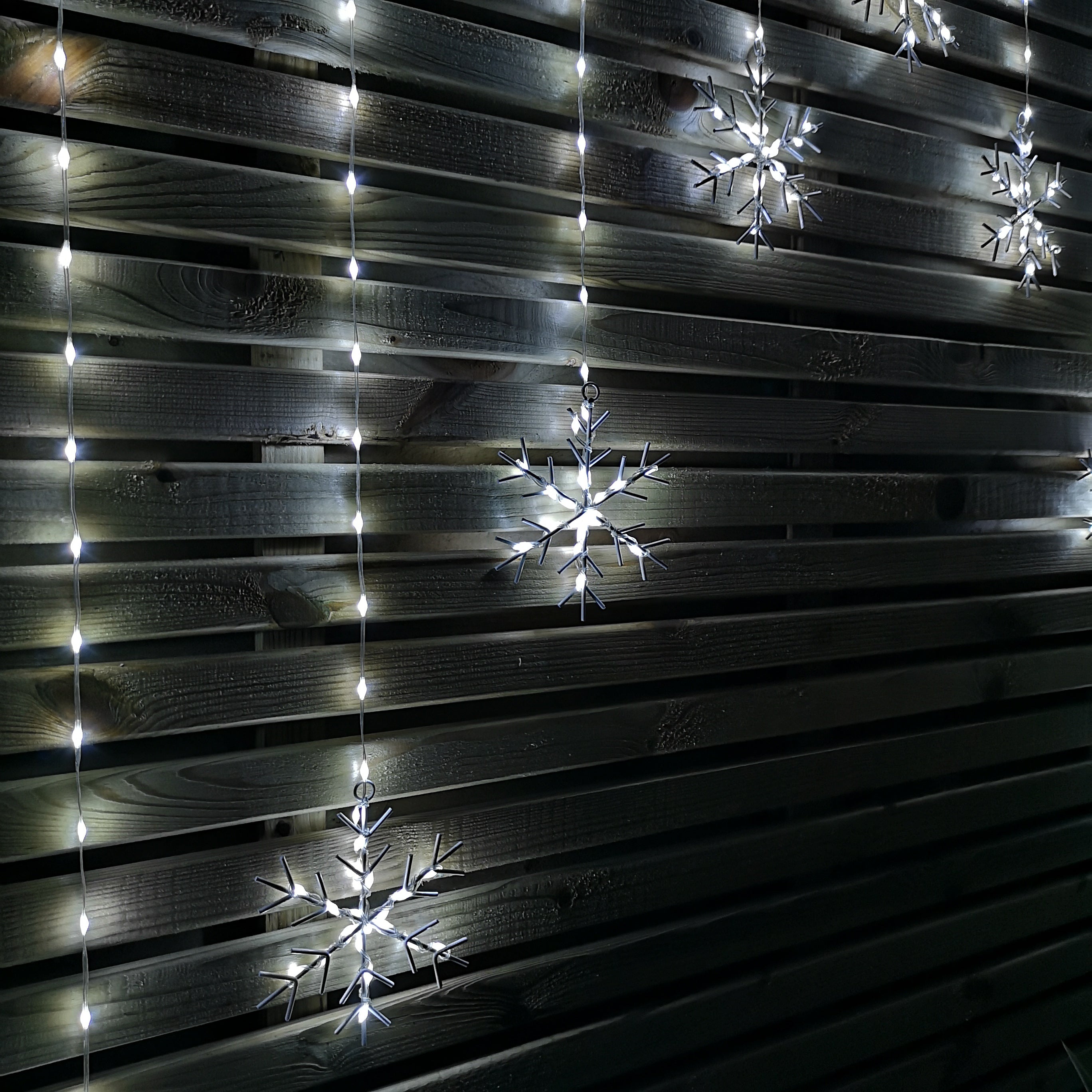 1.2m LED Snowflake Curtain Lights Christmas Decorations in Cool White