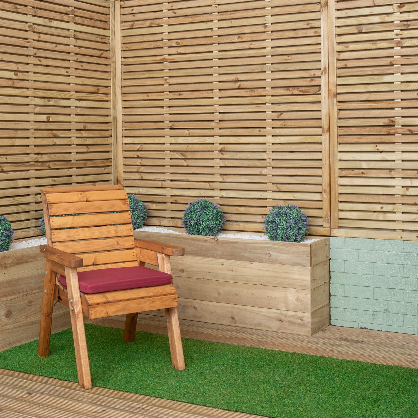 52 x 41cm Cushion Base for Single Wooden Garden Chair in Burgundy