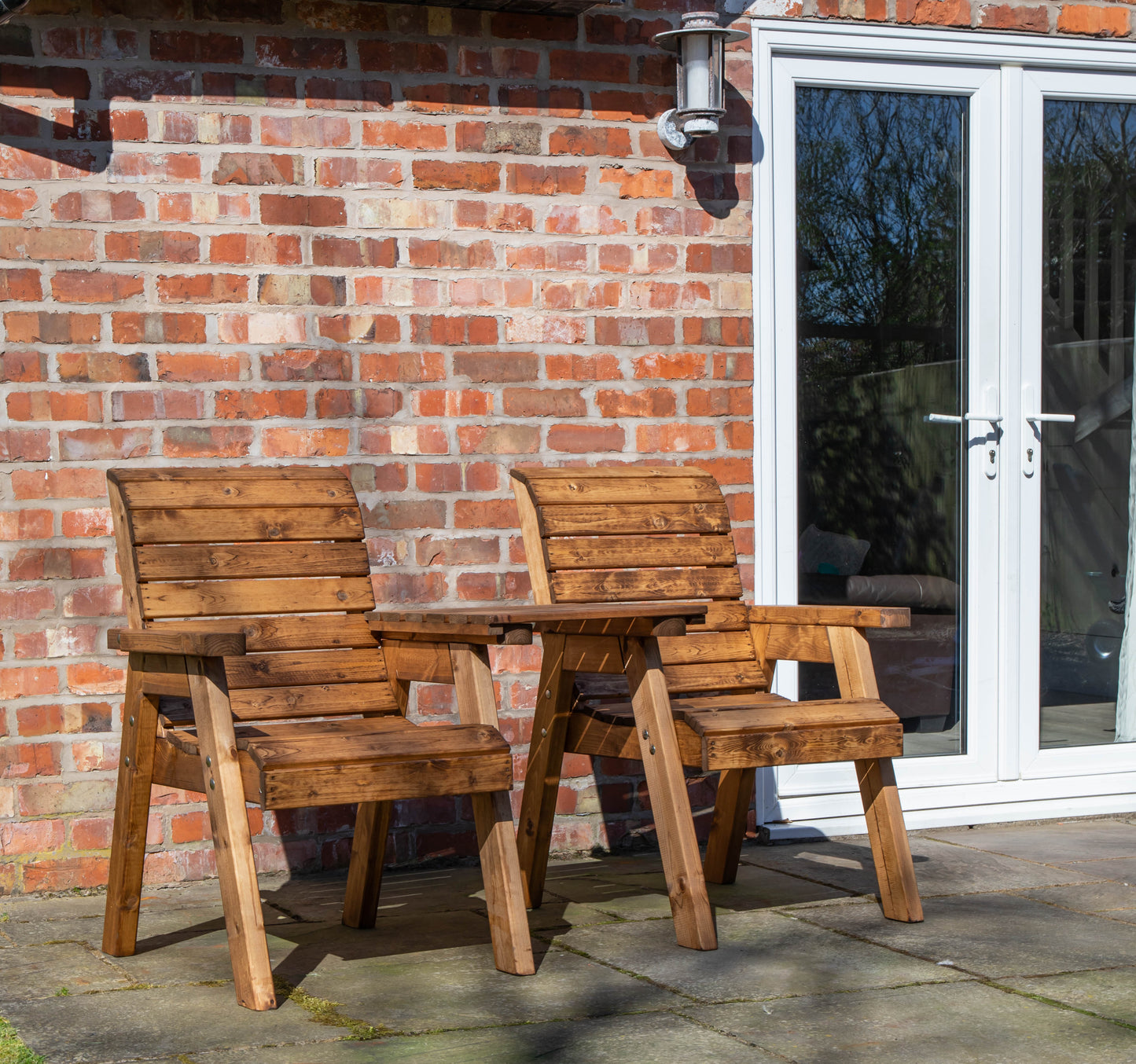 Charles Taylor Hand Made 2 Seater Chunky Rustic Wooden Garden Furniture Companion / Love Seat