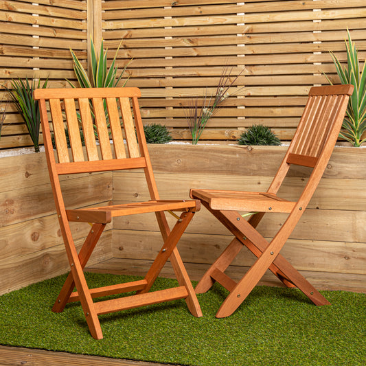 Factory Seconds: Set of 2 Bowness Outdoor Garden Patio Wooden Folding Chairs