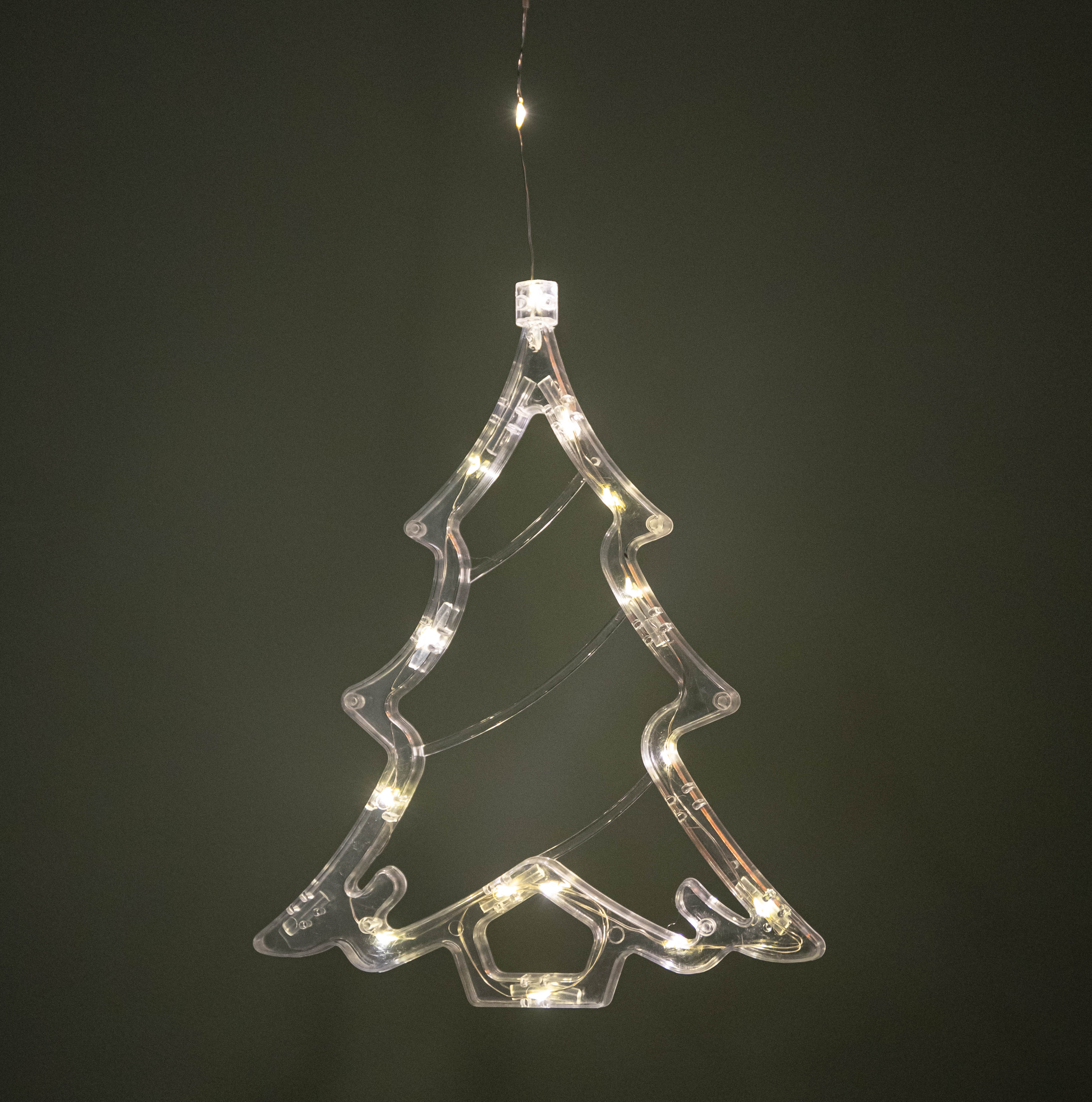 20cm Battery Operated Light up Christmas Tree Window Decoration with Warm White LEDs