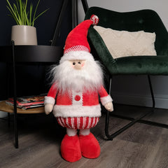 94cm Red and White Standing Santa with Telescopic Legs Christmas Decoration