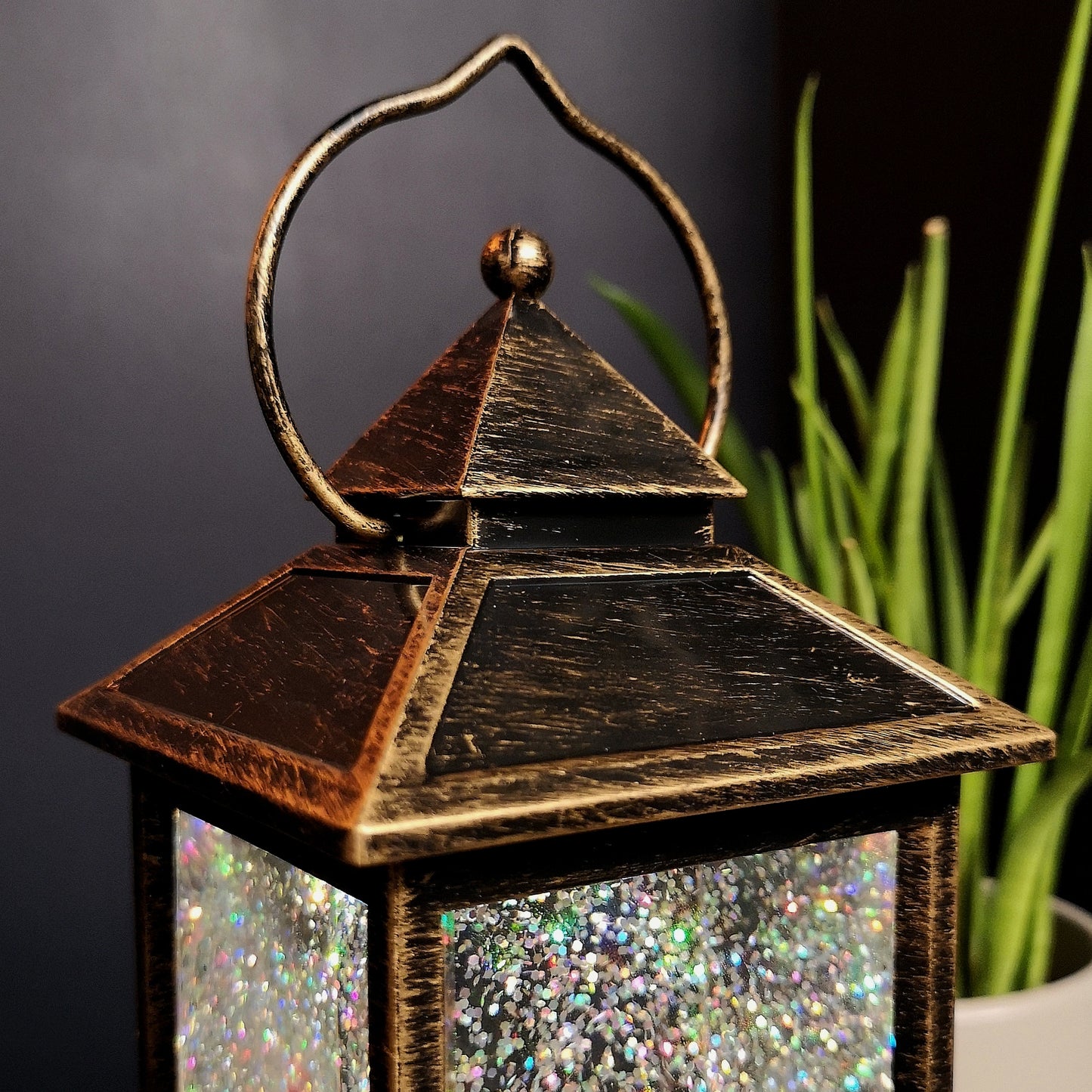 28cm Battery Operated Light up SnowSwirl Santa Christmas Lantern Decoration