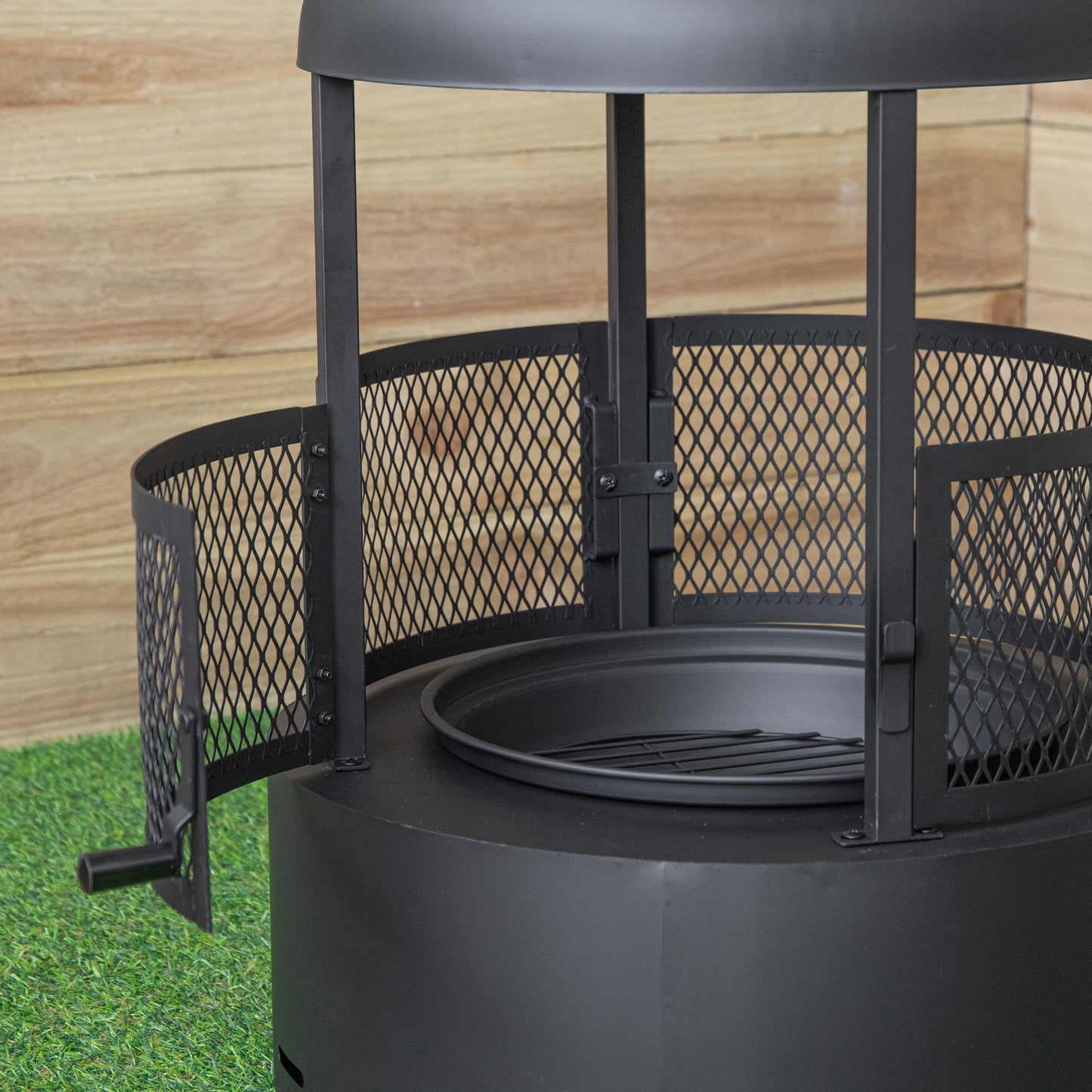 80cm Black Steel Firedancer Chiminea Fire Pit with Fire Poker