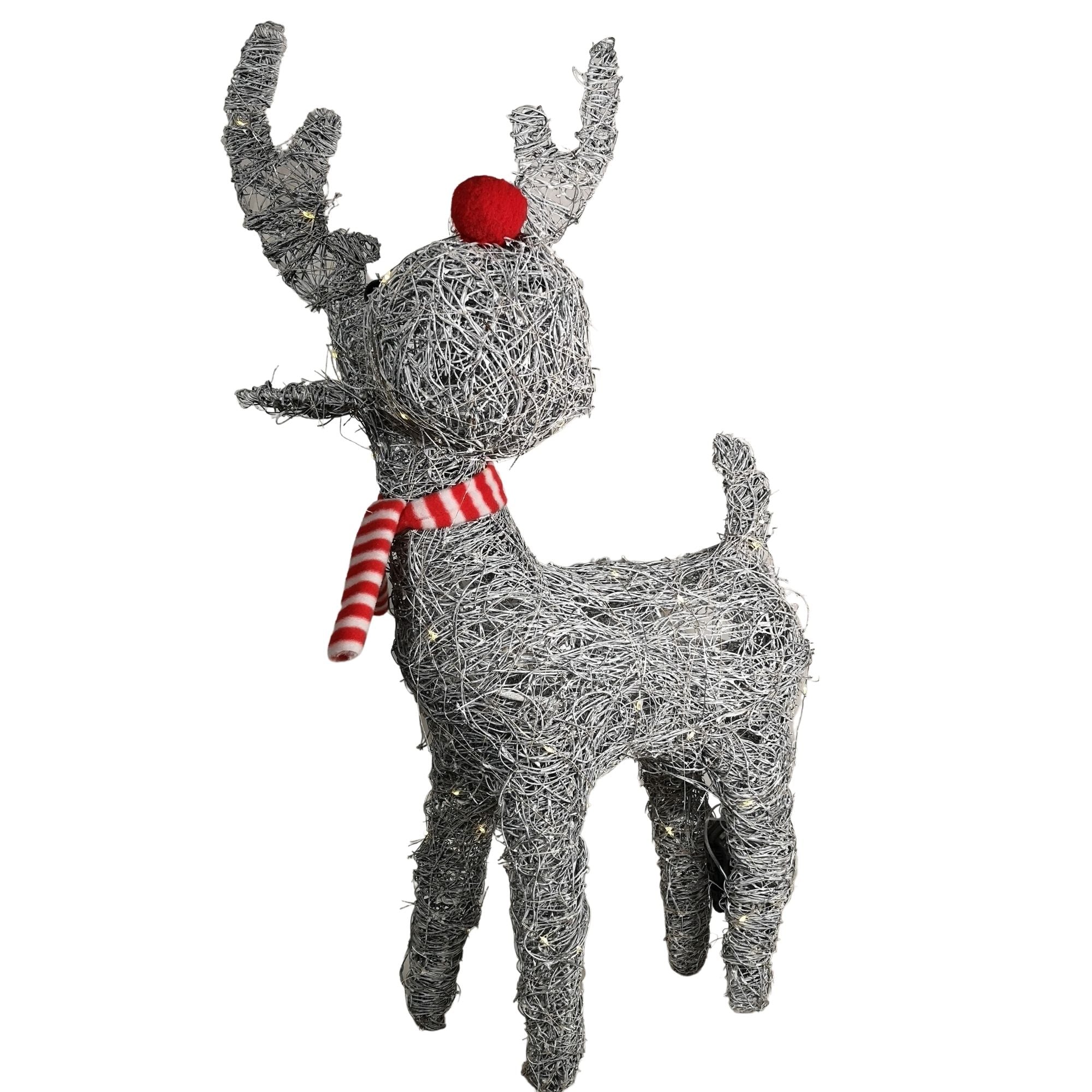 66cm Battery Operated Rattan Woven Cupid Reindeer with Warm White LEDs