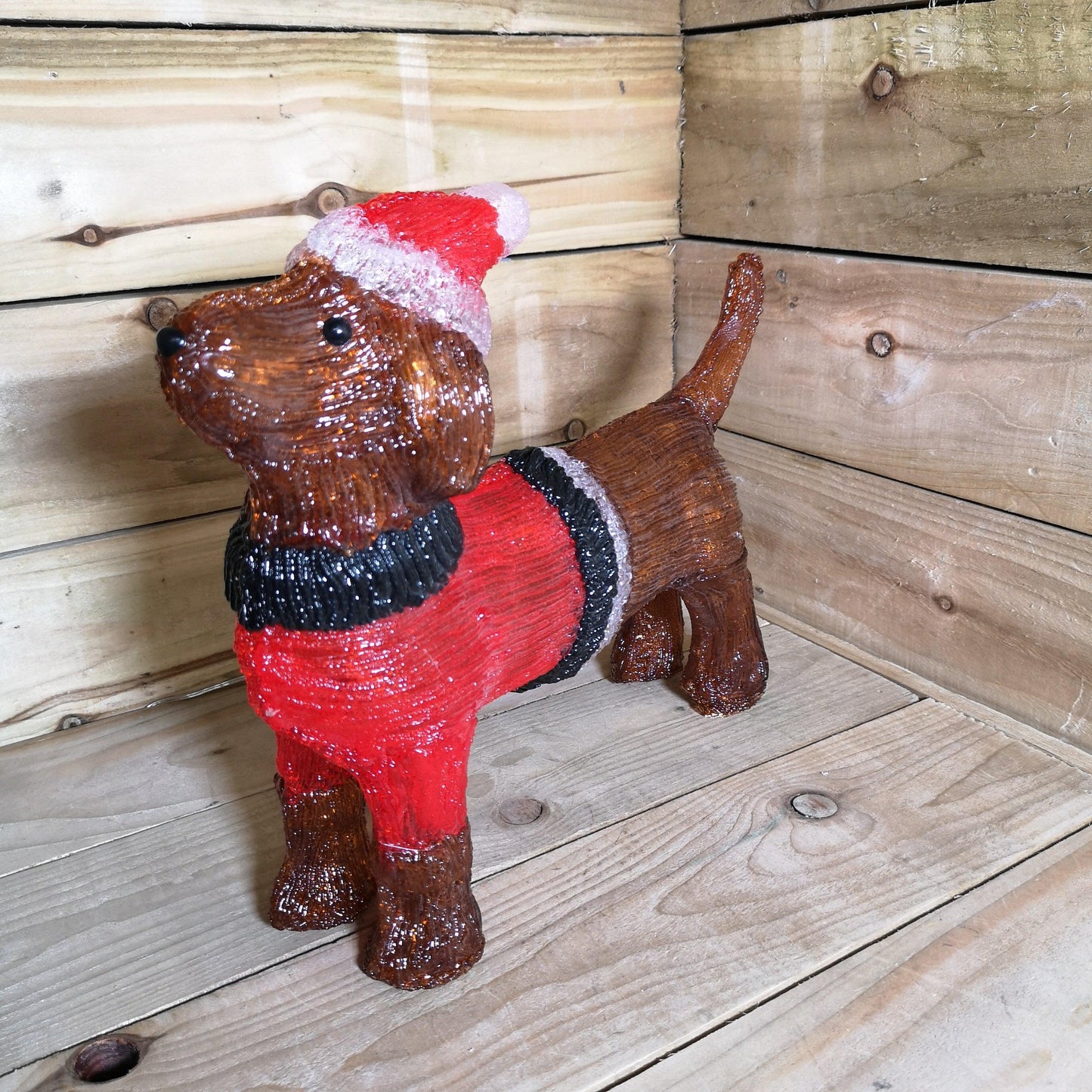 Factory Seconds: 36cm Indoor Outdoor Acrylic Dachshund Christmas Decoration with 48 Ice White LEDs