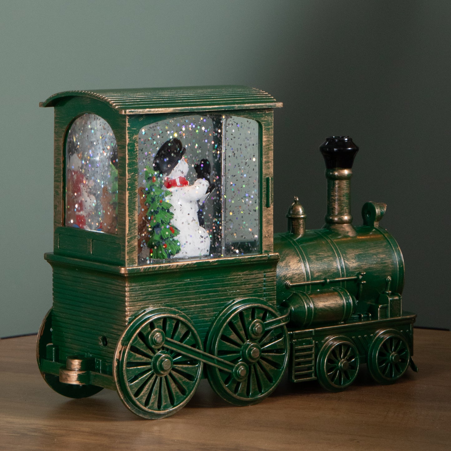 17cm Battery Operated Frosty All Aboard Snow Swirling Christmas Lantern