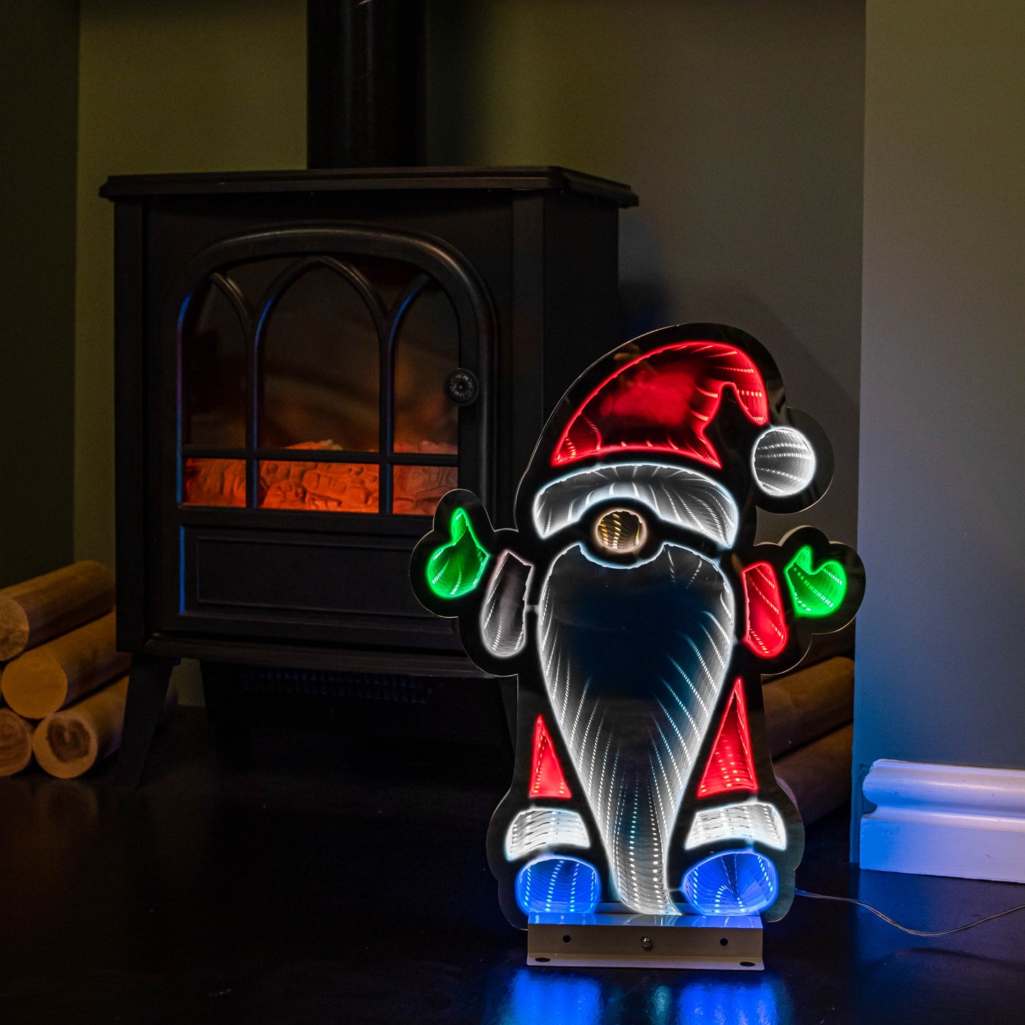 40cm Infinity Christmas Santa with Metal Base and Multi-Coloured LEDs