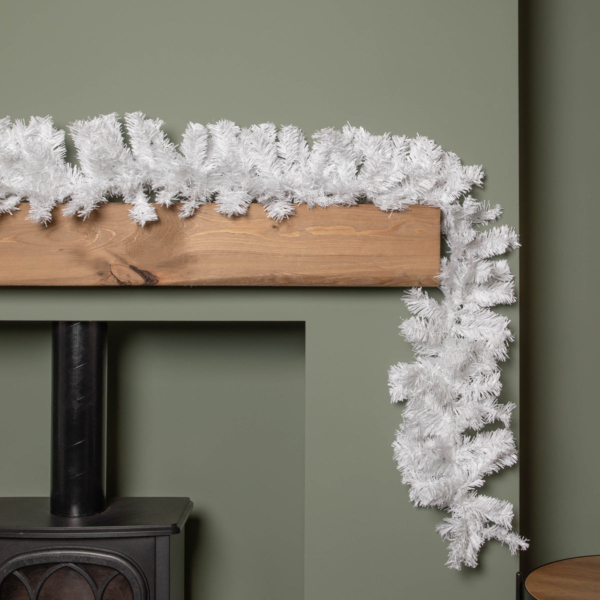 2.7m (9ft) White Christmas Garland with PVC Branches