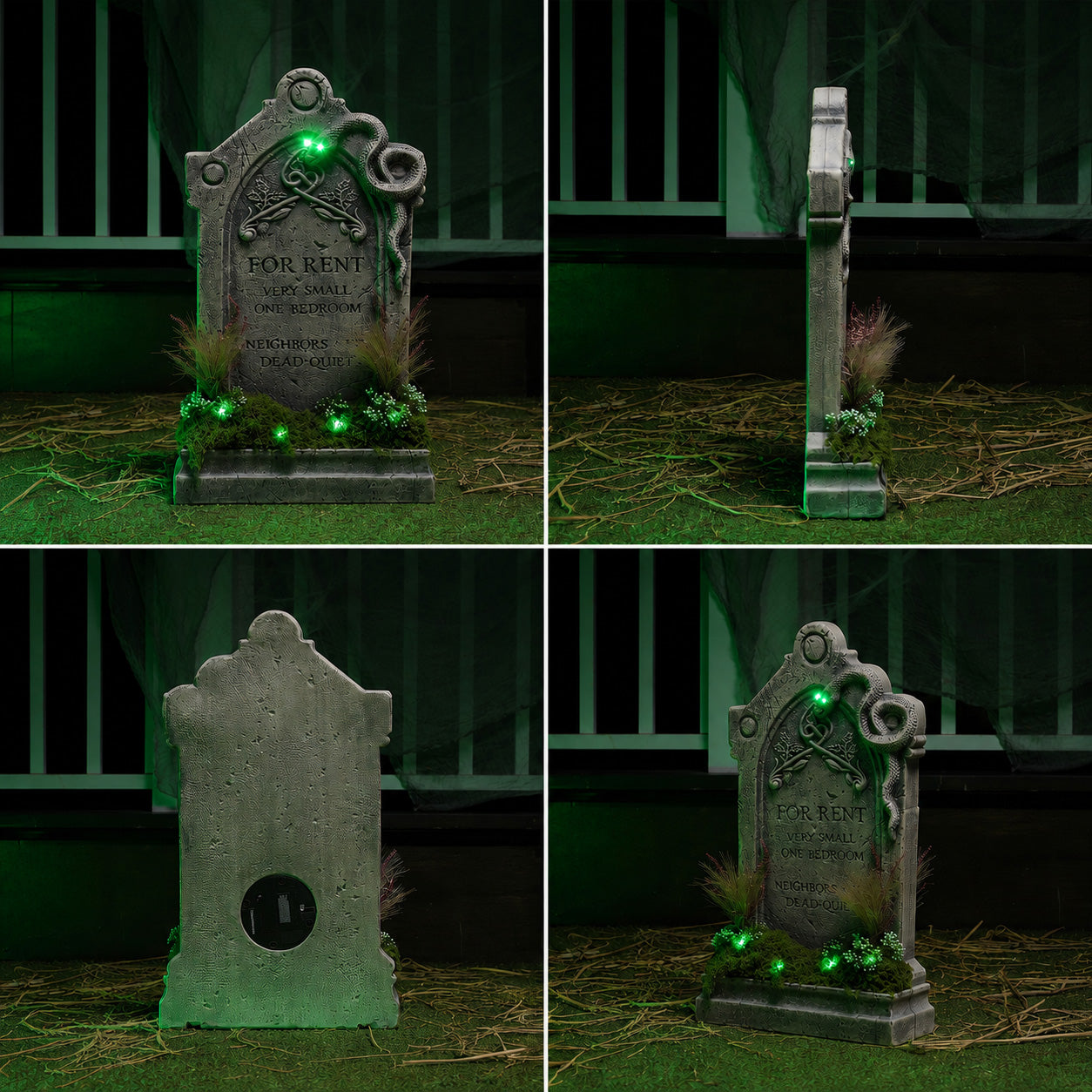 60cm (2ft) "For Rent" Halloween Graveyard Tombstone with LED Lights