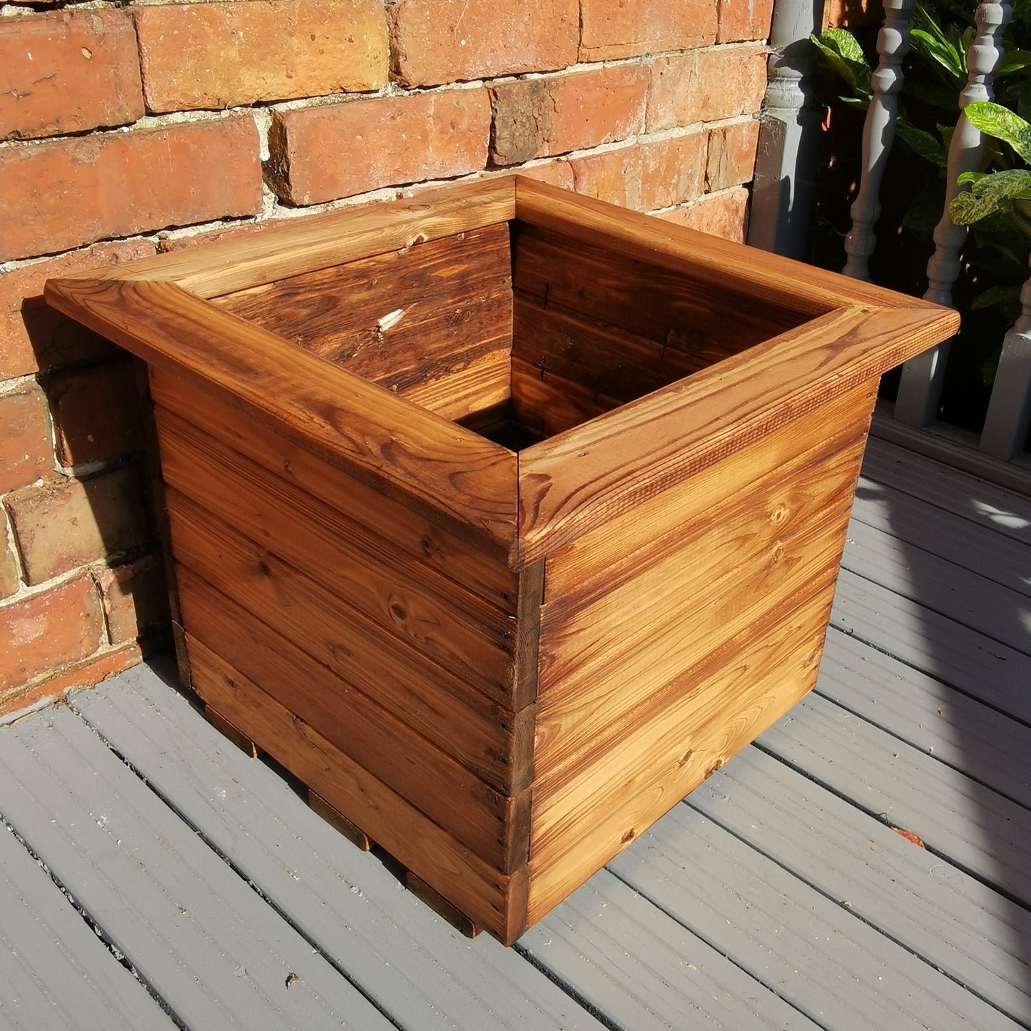 46cm x 46cm Large Rustic Chunky Wooden Garden Square Planter