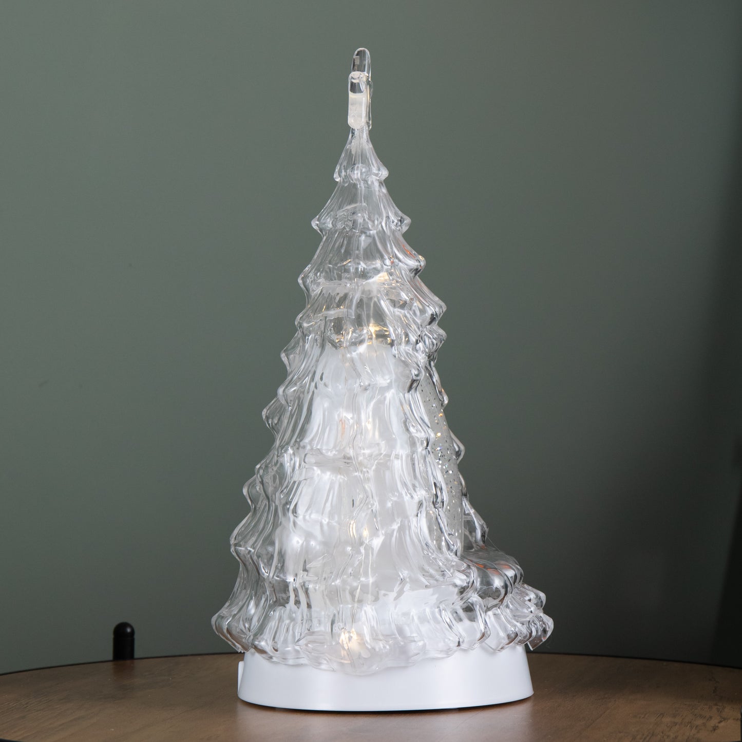 33cm Battery Operated Light up Christmas Tree Water Spinner with The Snowman & LEDs