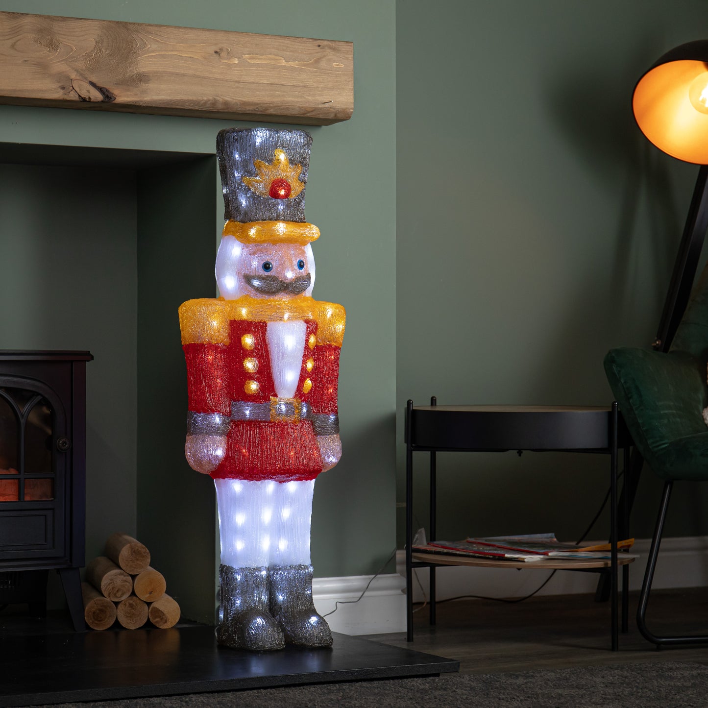 93cm Light up Acrylic Christmas Nutcracker Decoration with 140 White LEDs