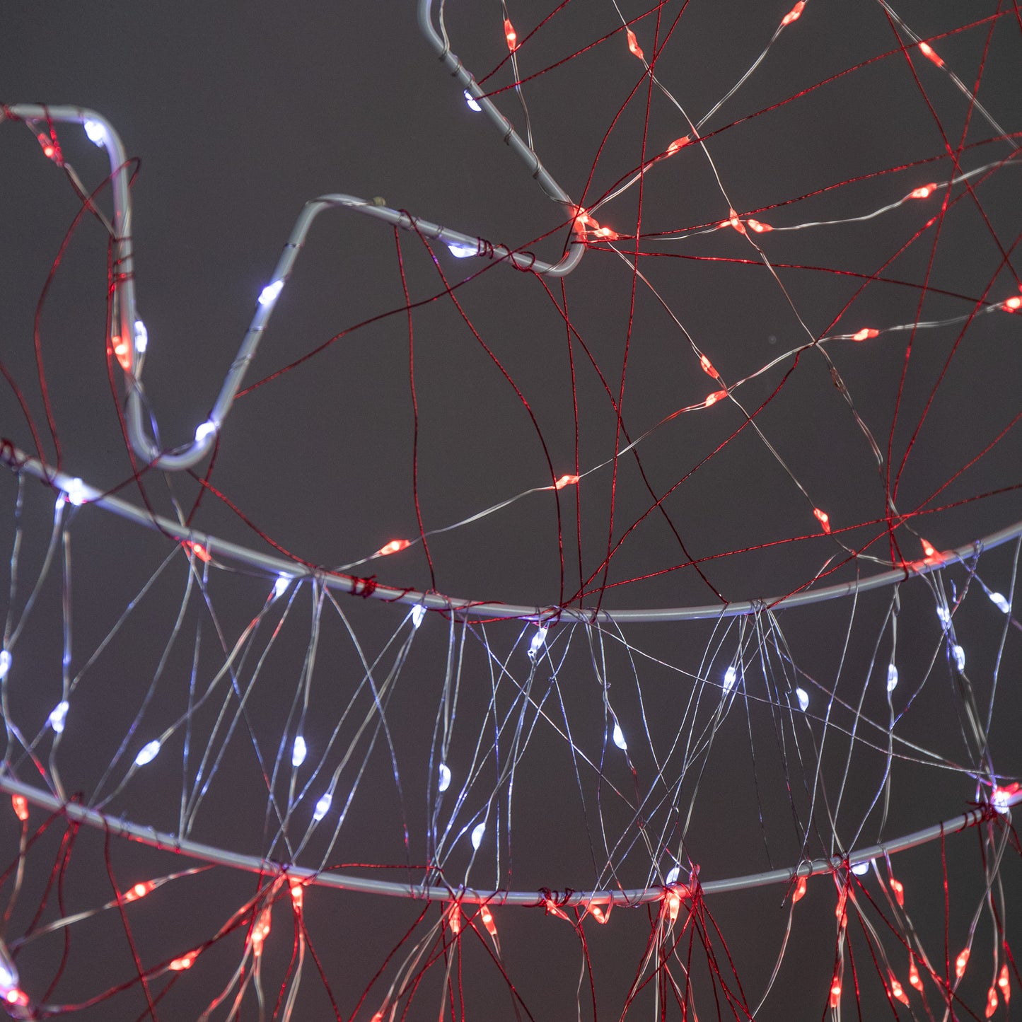 52cm x 42cm Light up Christmas Ball Dewdrop Silhouette with Twinkling Red and White LEDs