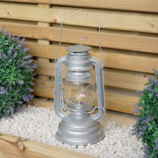 25cm Silver Paraffin Hurricane Lantern Camping Light