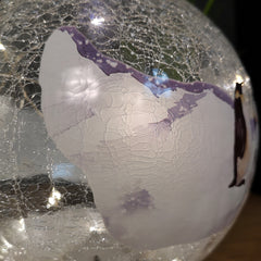 20cm Festive Christmas LED Crackle Effect Glass Penguin Scene Ball