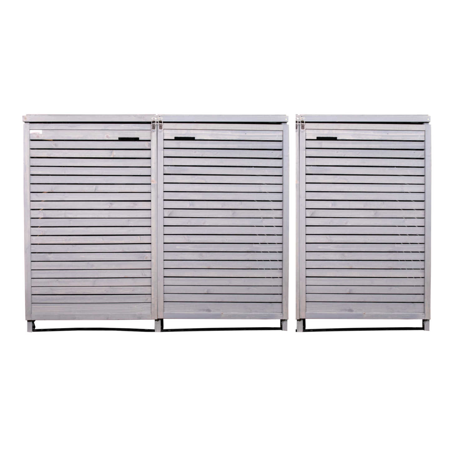 Factory Seconds 2.03m x 1.14m Large Grey Wooden Outdoor Garden Triple Wheelie Bin Store Storage for 3 Bins 