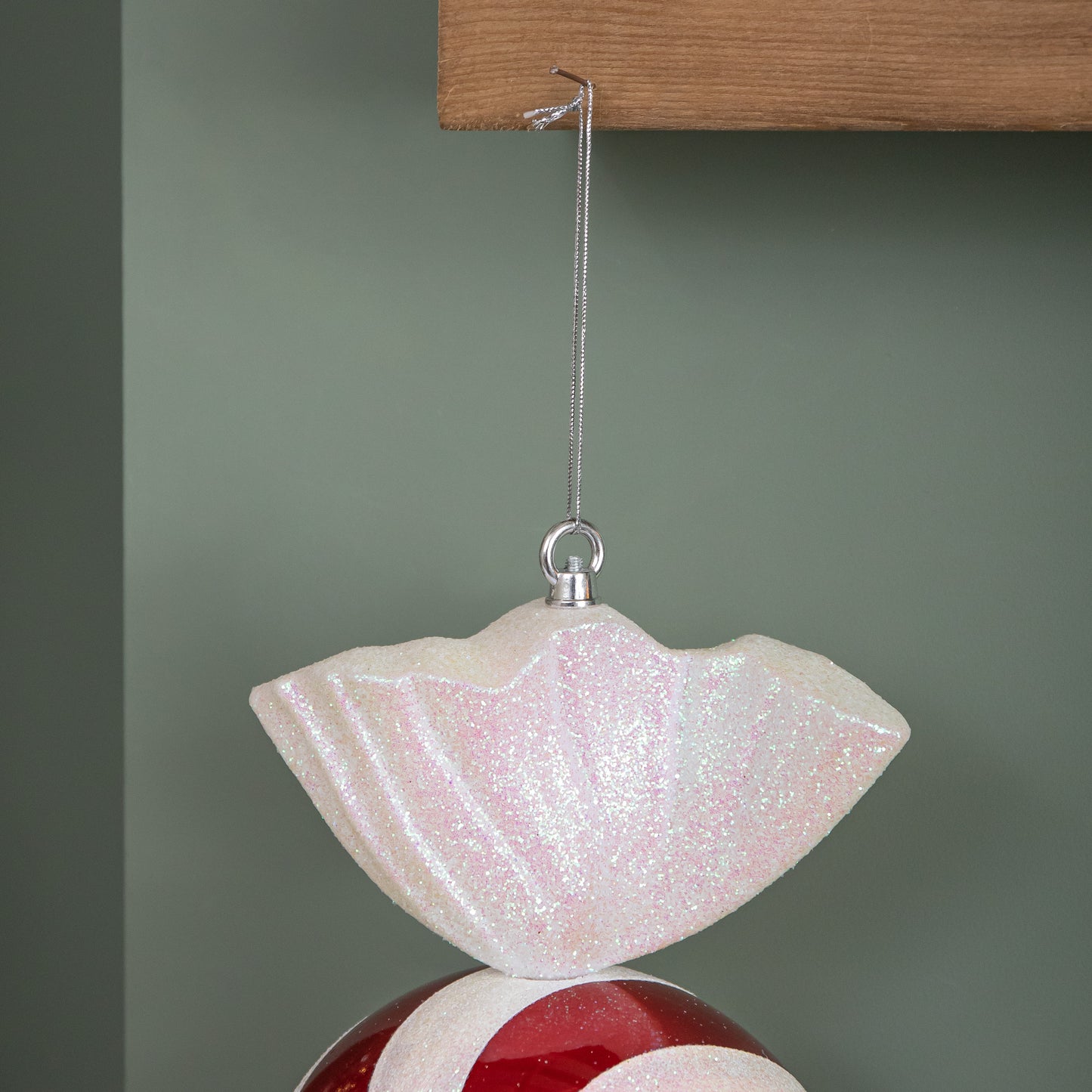 50cm Red and White Stripe Hanging Bauble Christmas Candy Decoration