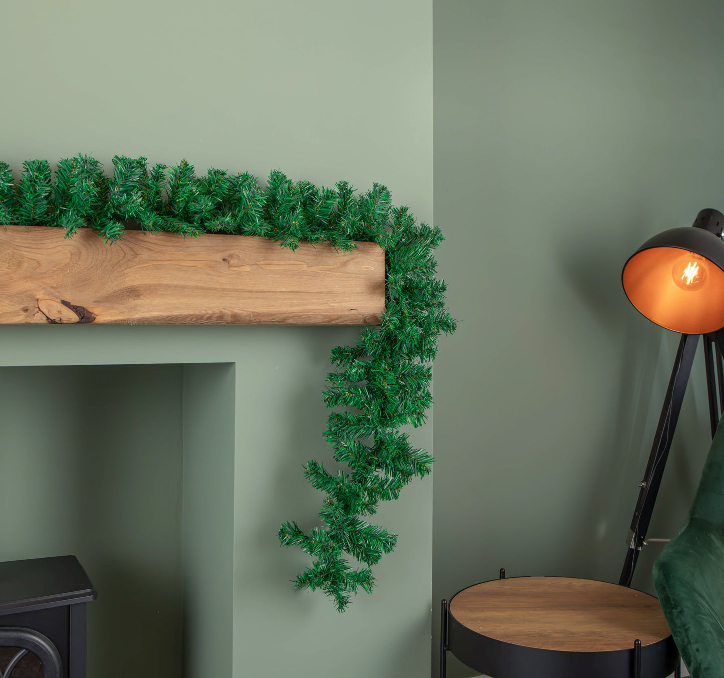 2.7m Plain Green Christmas Garland with 260 Tips