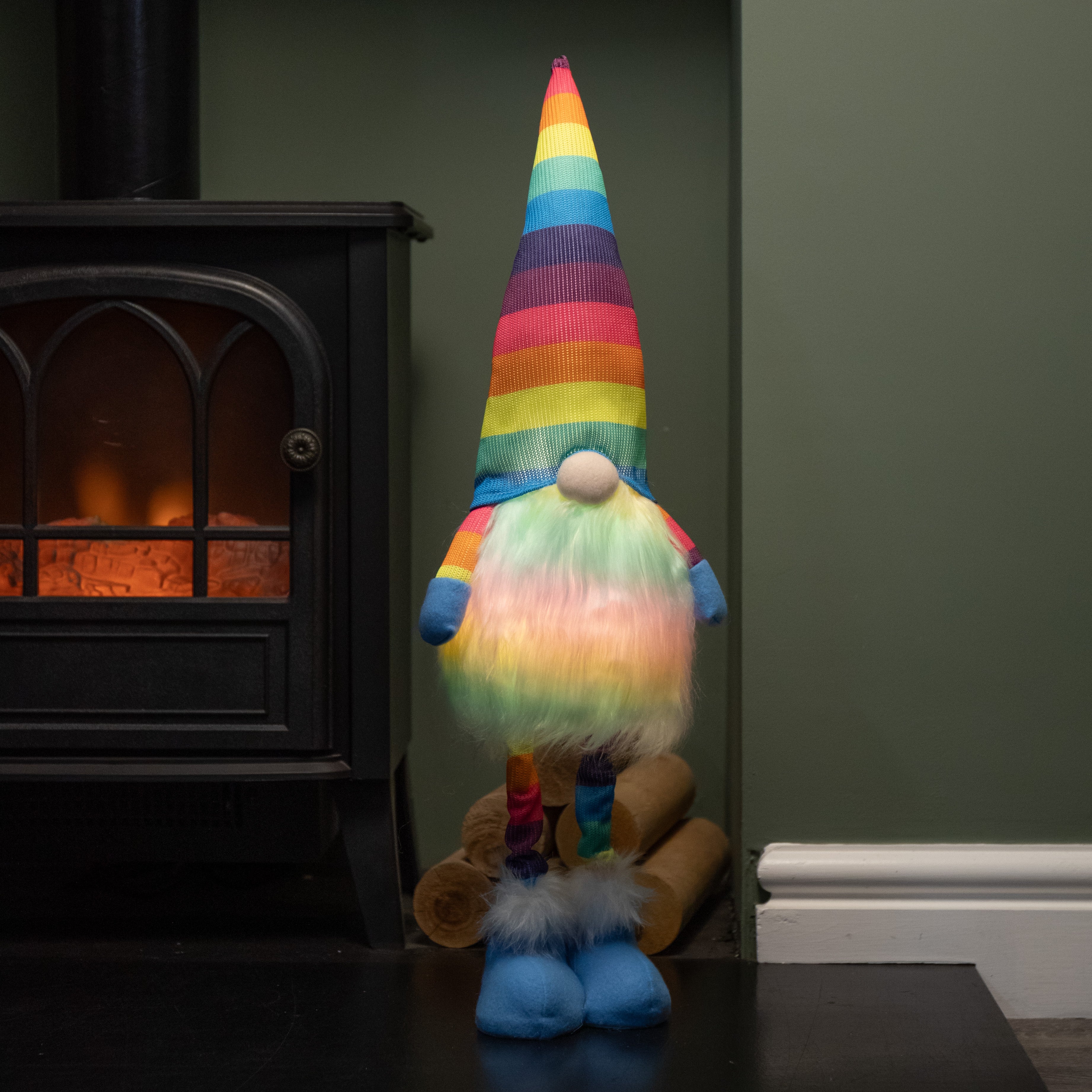 60cm Premier Battery Operated Lit Standing Christmas Rainbow Gonk