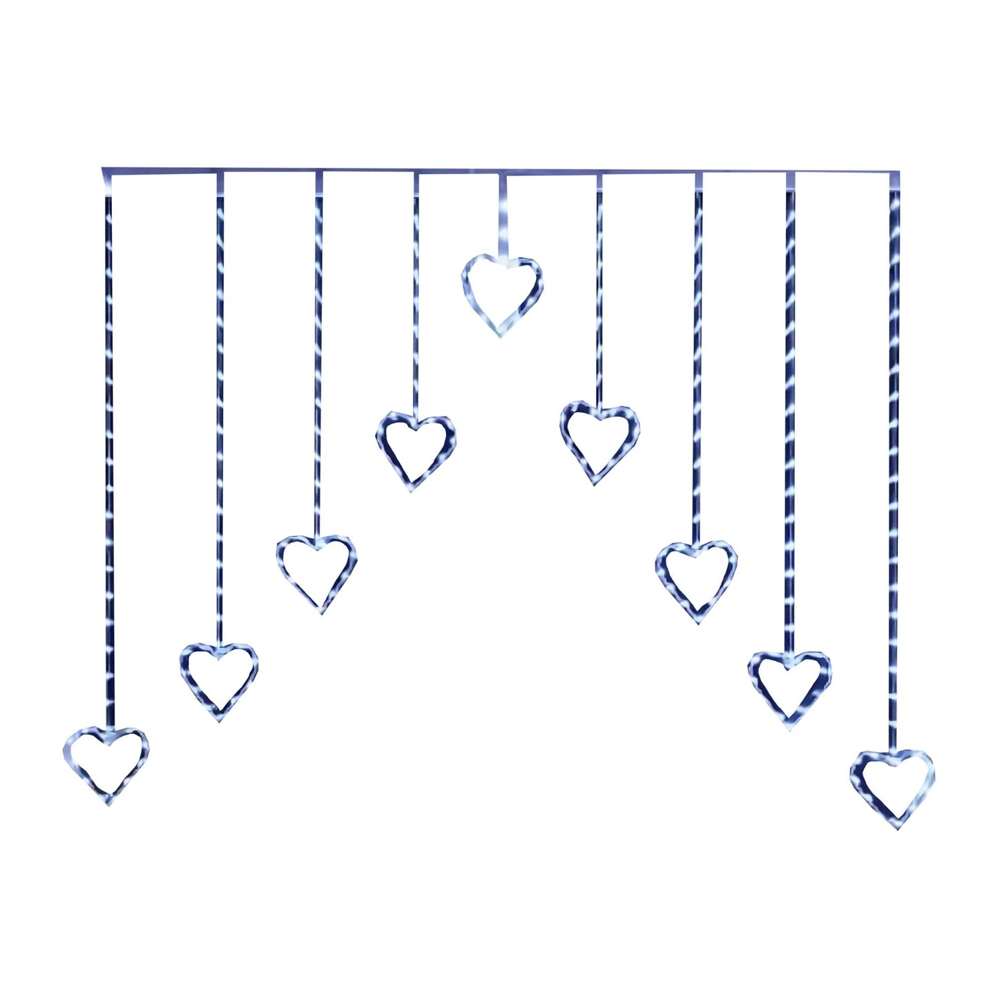 1.2 x 1.2m Light up Christmas Heart Curtain Lights with 229 Cool White LEDs