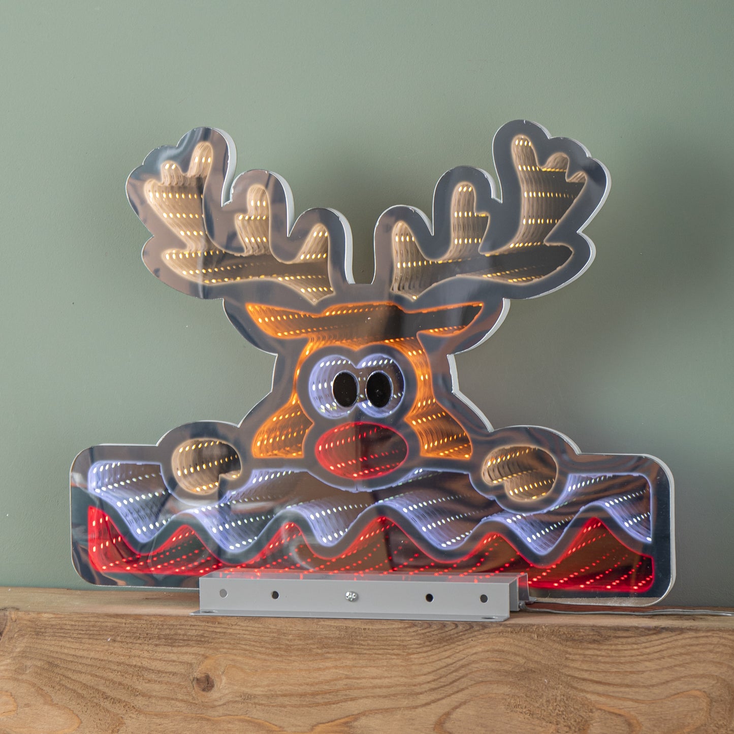 40cm Light up Christmas Deer with Snow Infinity Decoration & LEDs