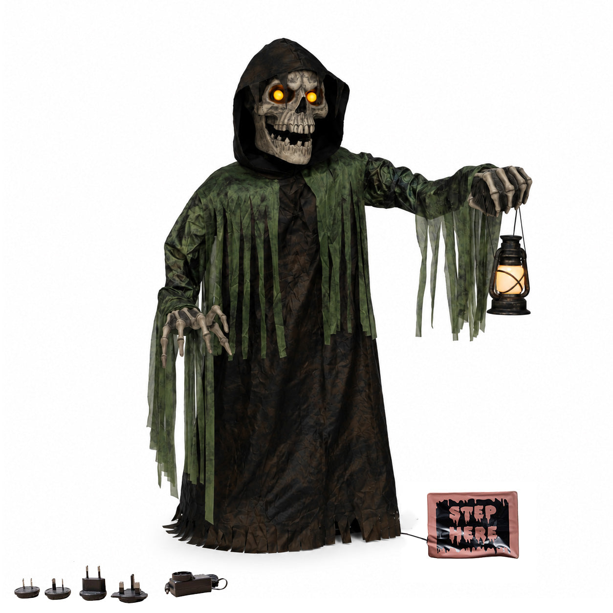 1.47m Tall Light up Corroded Rise Up Reaper Skeleton Halloween Animatronic Decoration