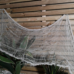 2.9m Halloween Freaky Fabric Net Decoration in Cream