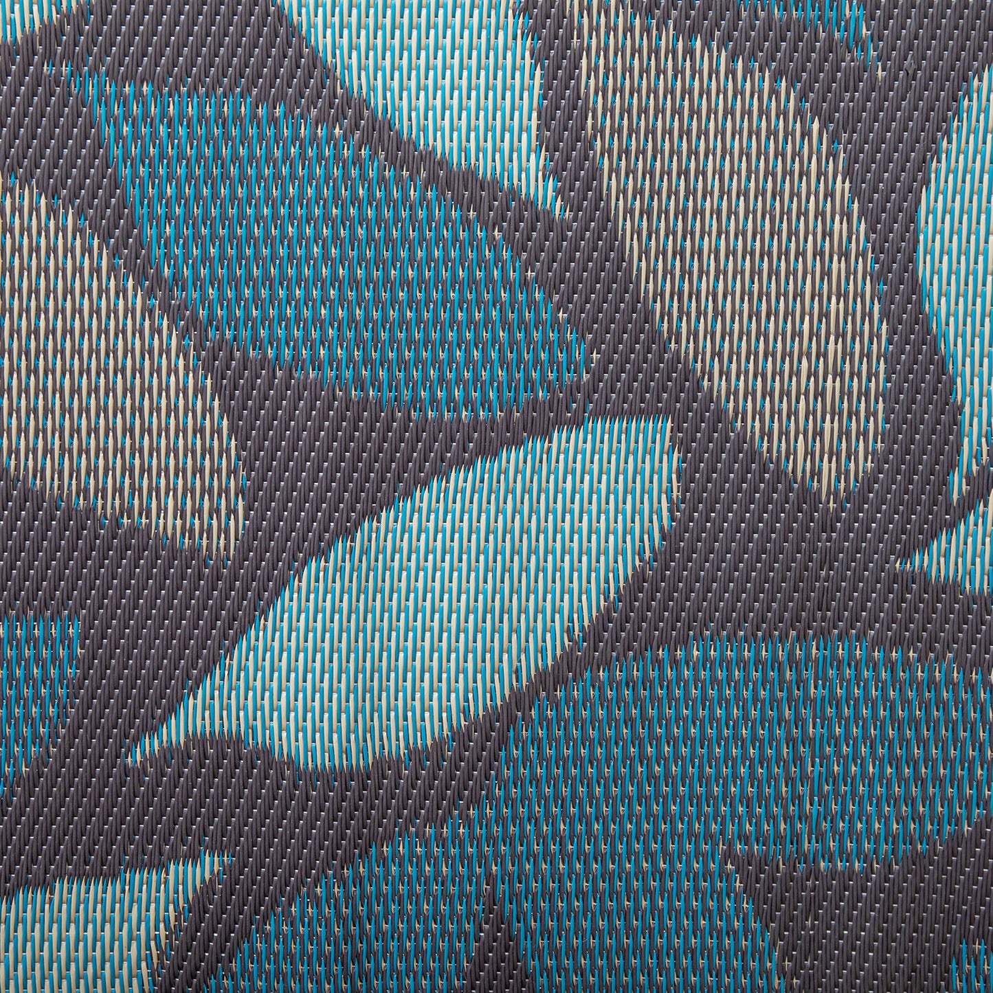 1.5m x 2.1m Flora Leaves Large Outdoor Alfresco Patio Rug Mat in Blue